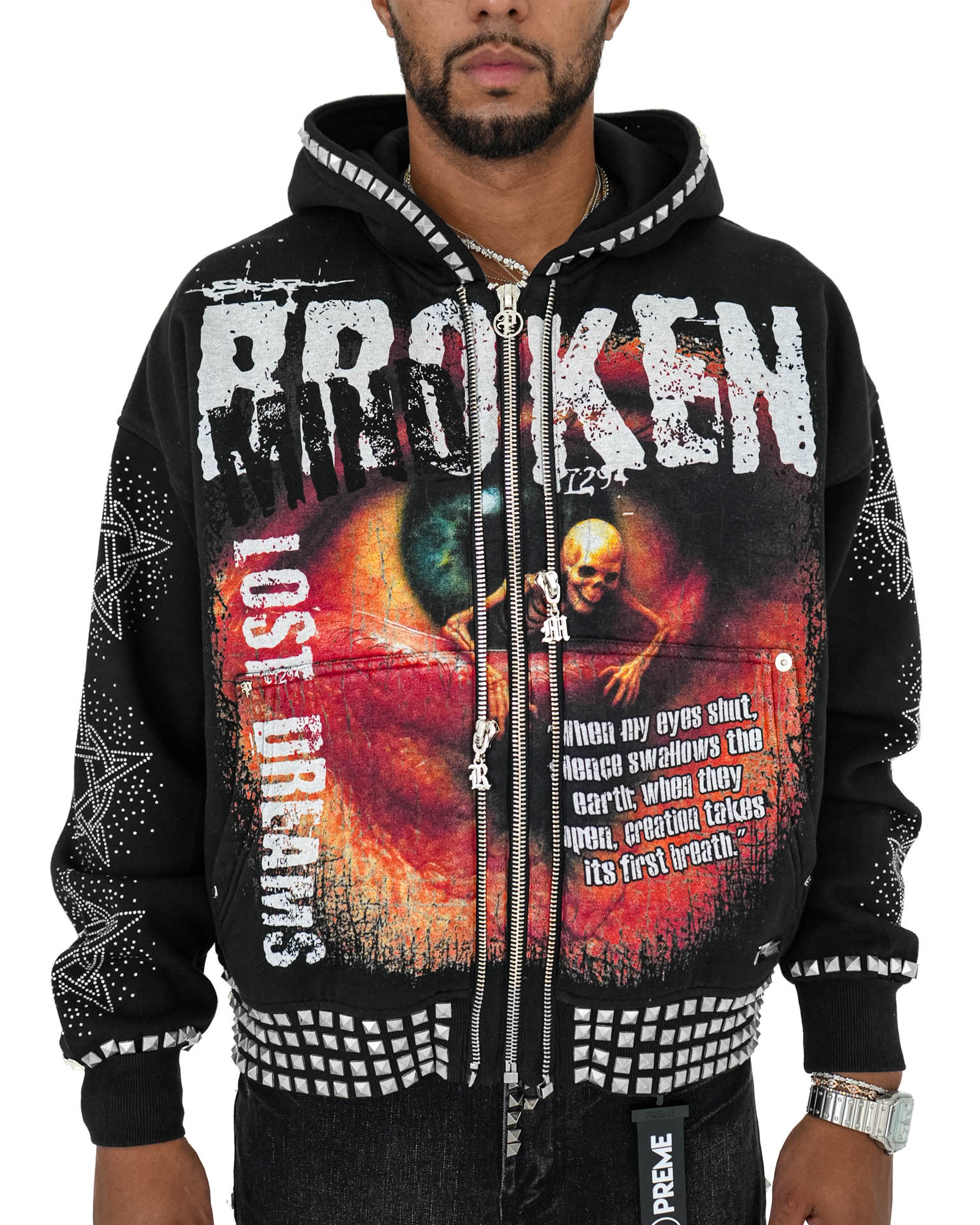 Broken Mind Black Zip Hoodie