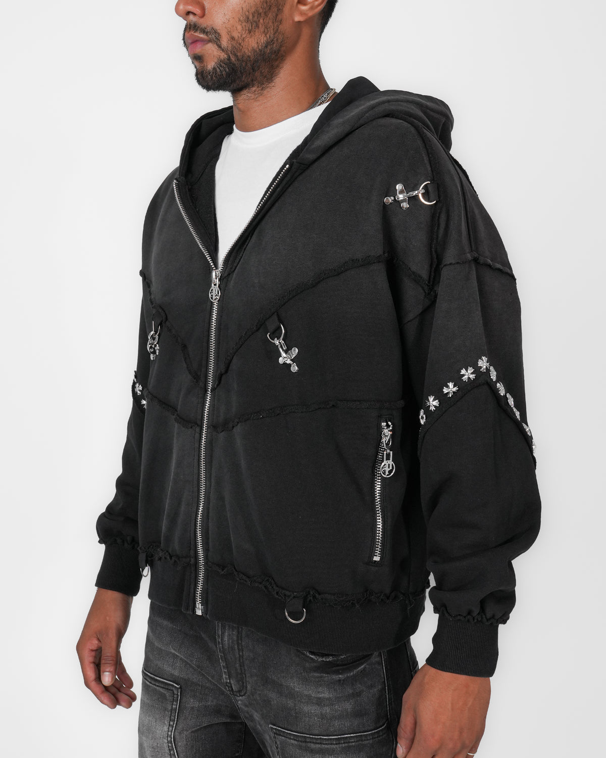 Shadow Crucifix Zip Hoodie