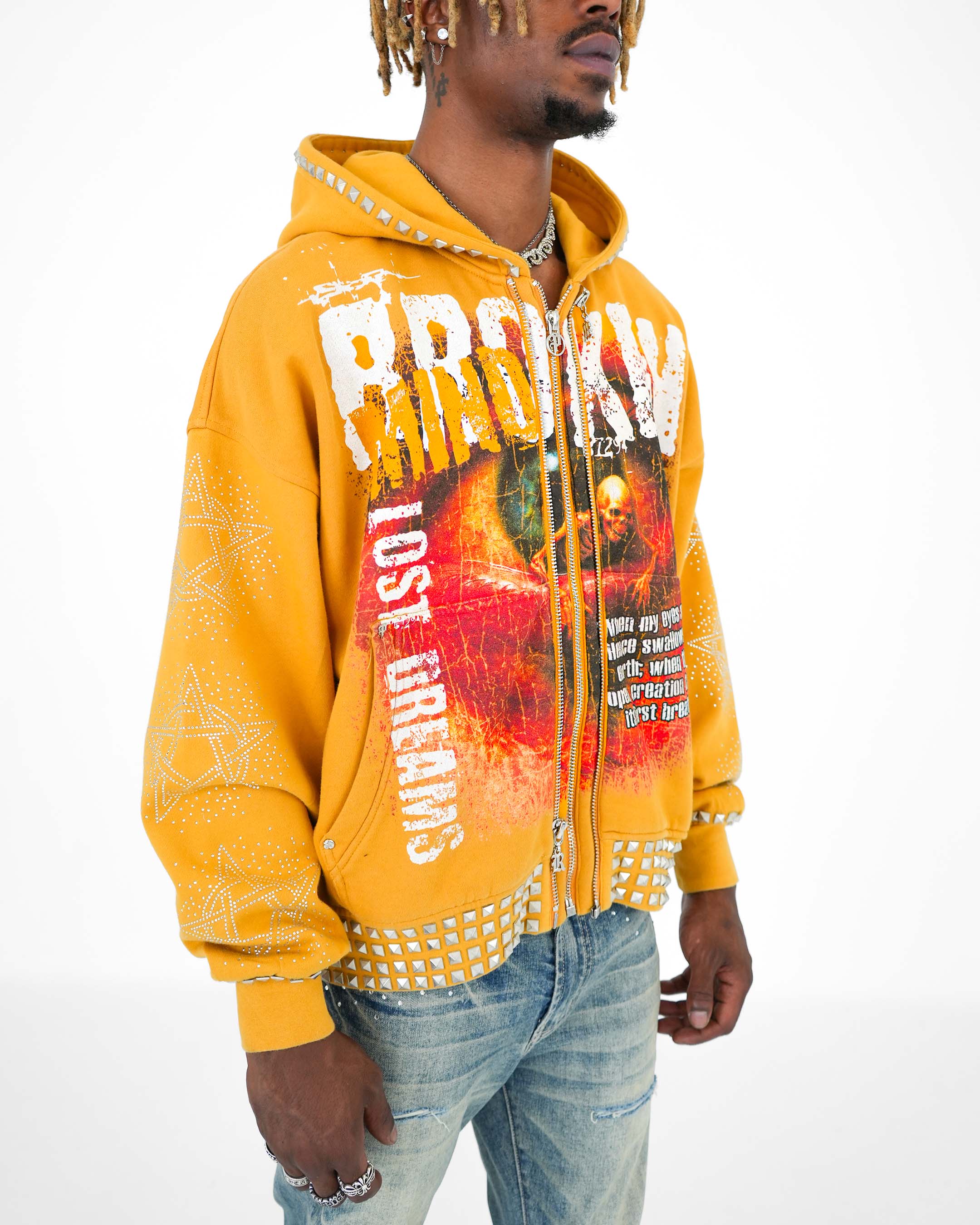 Broken Mind Yellow Zip Hoodie