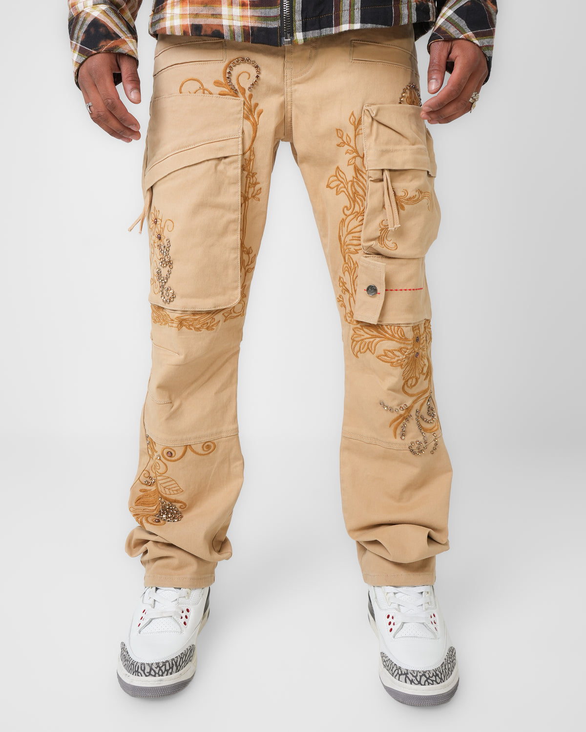 Gilded Garden Tan Cargo Denim
