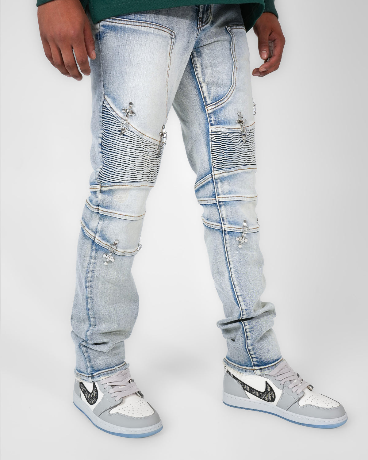 Crucifix Moto Light Indigo Denim