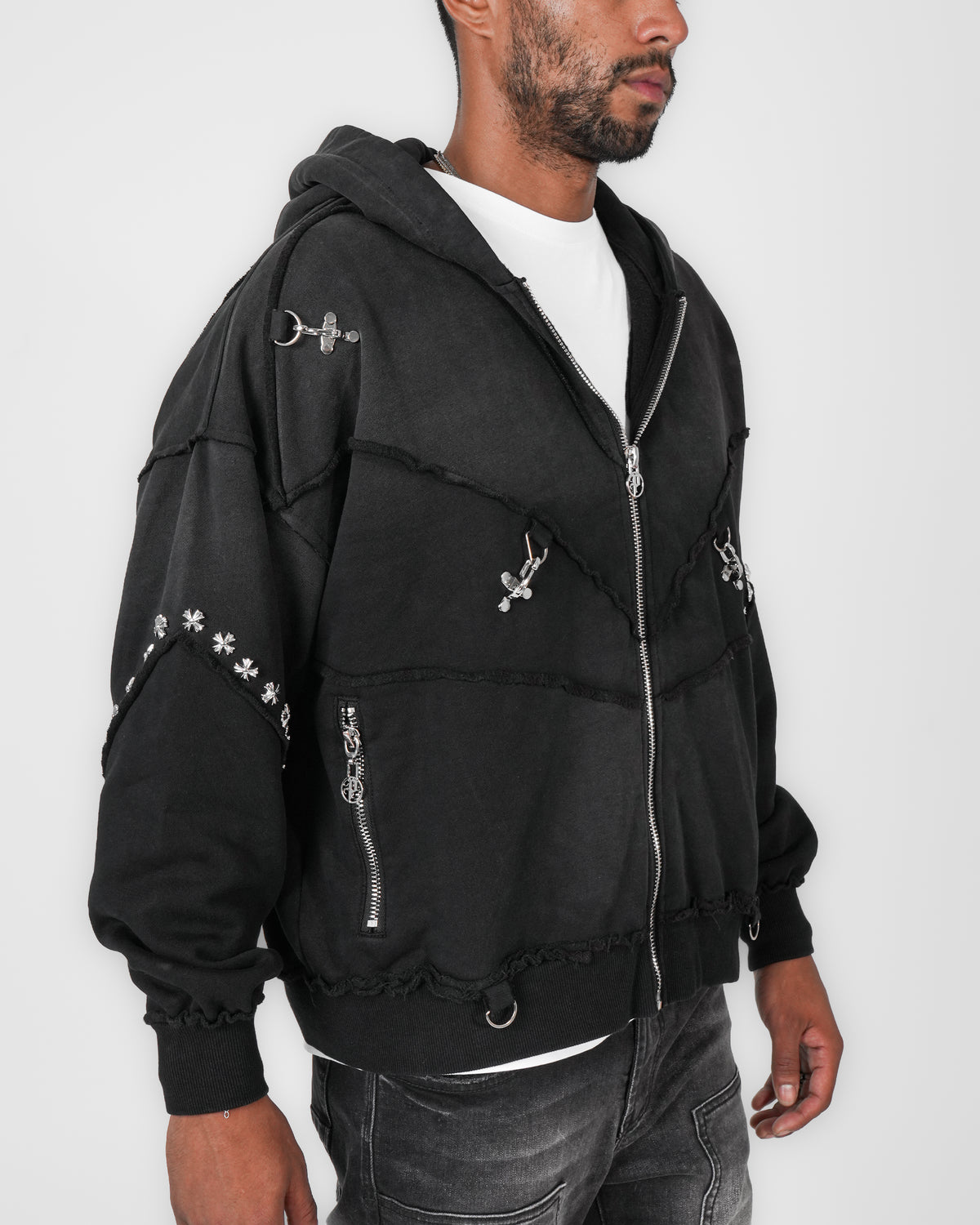 Shadow Crucifix Zip Hoodie