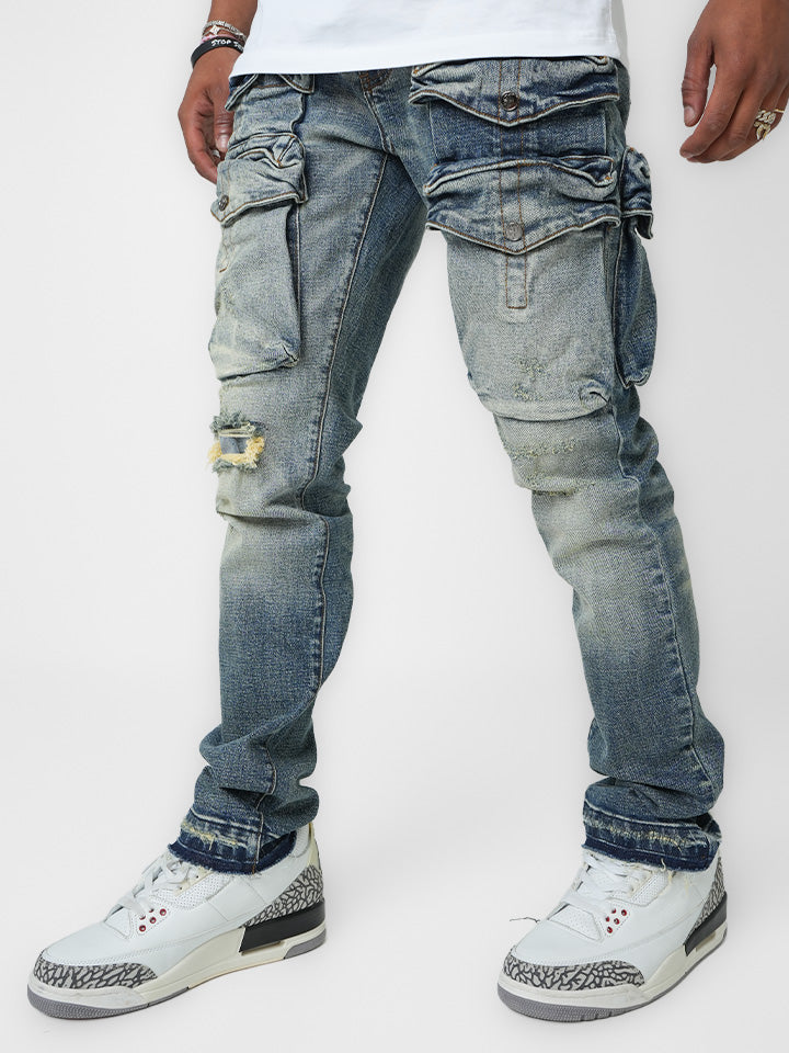 Strata Indigo Cargo Denim