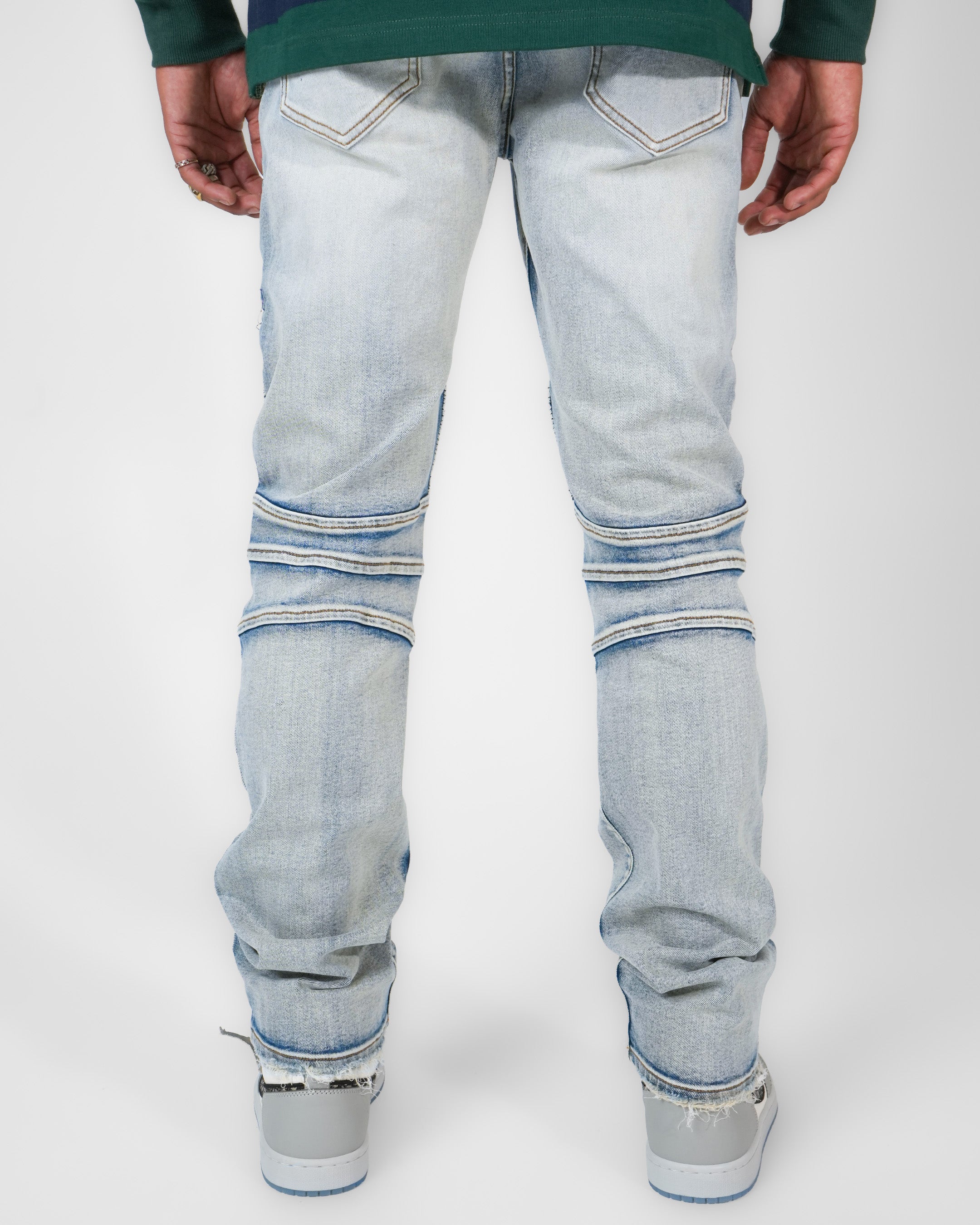 Crucifix Moto Light Indigo Denim
