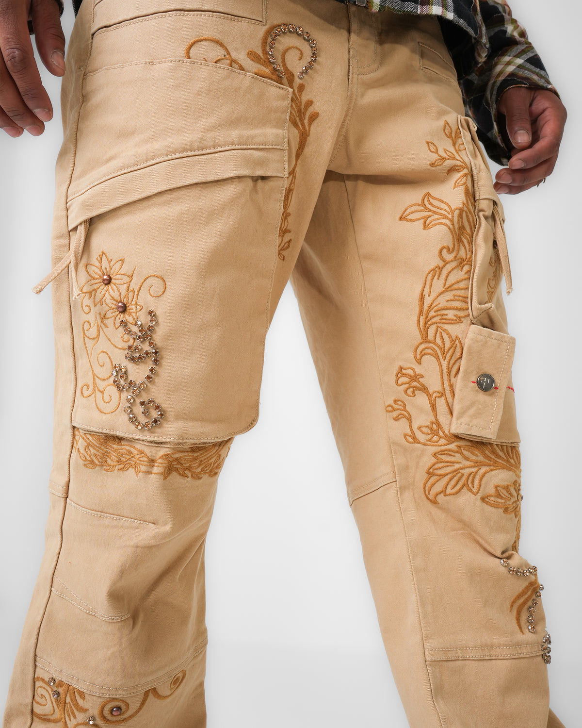 Gilded Garden Tan Cargo Denim