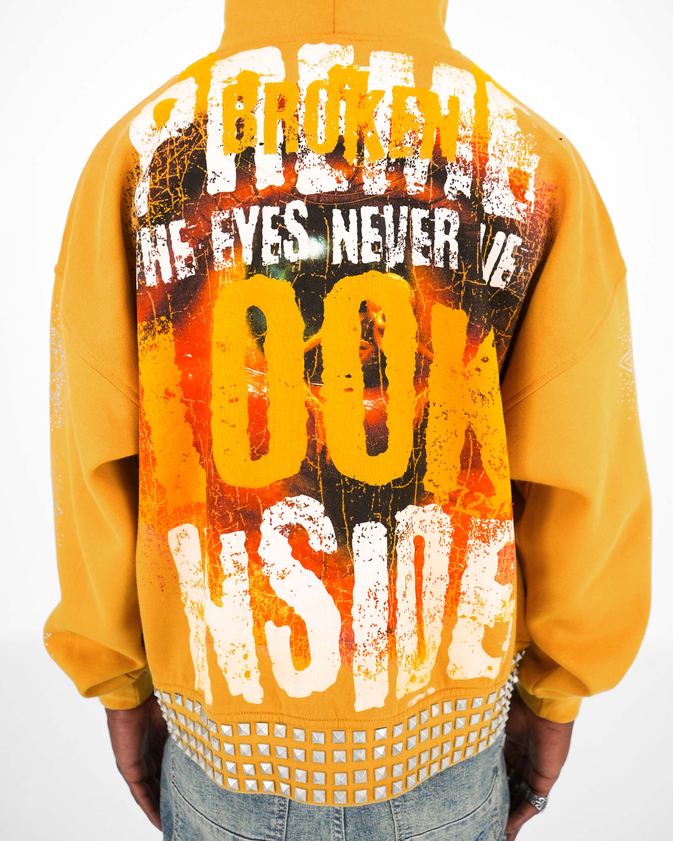 Broken Mind Yellow Zip Hoodie