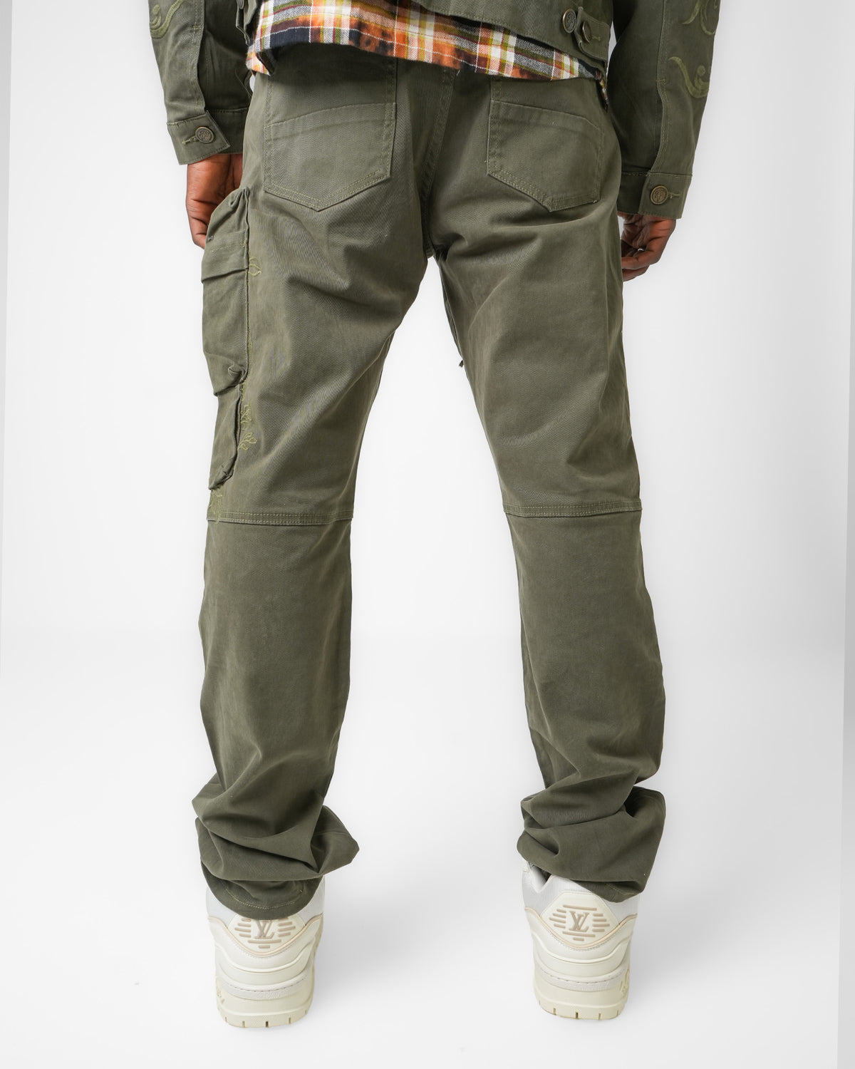 Gilded Garden Olive Cargo Denim