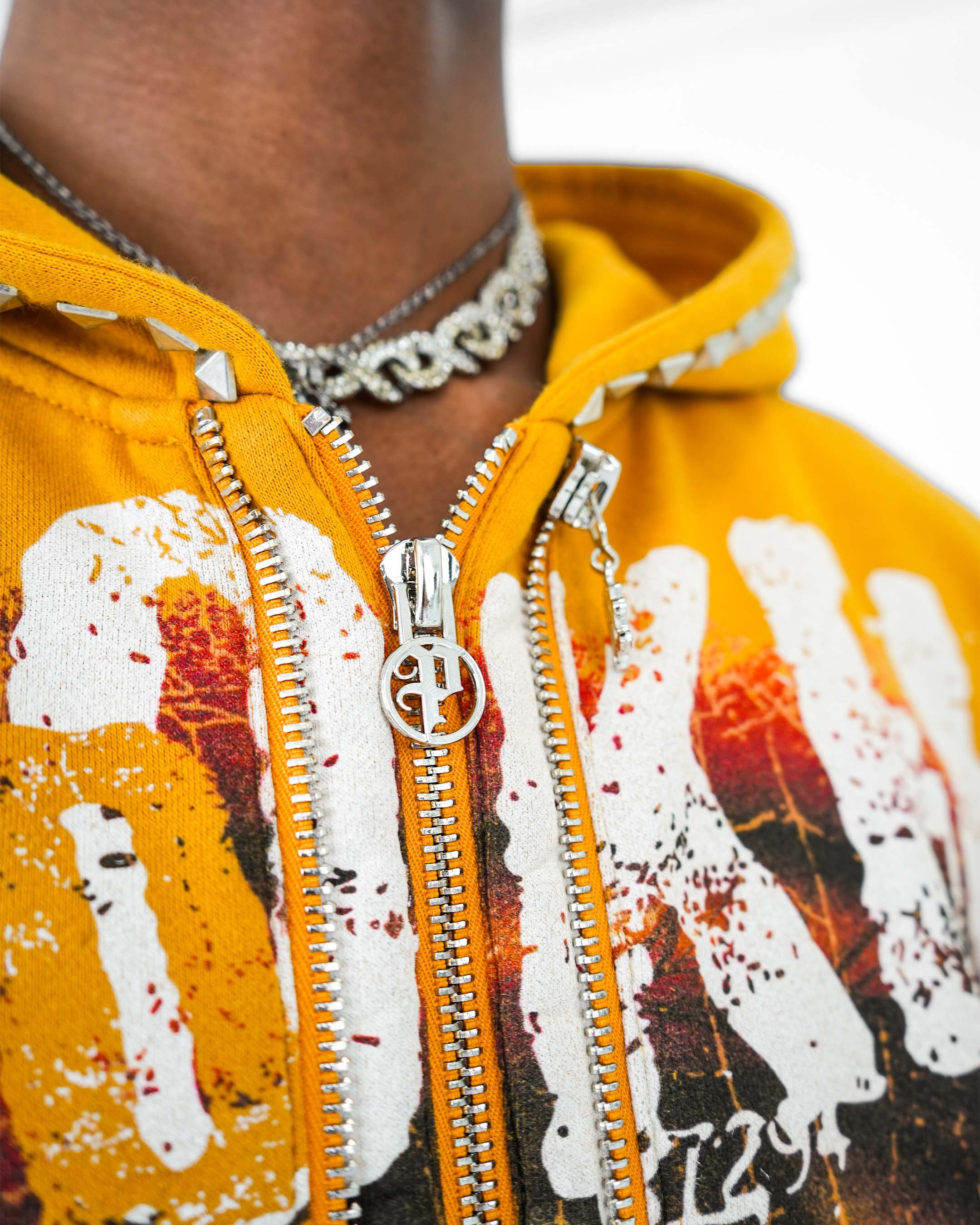 Broken Mind Yellow Zip Hoodie
