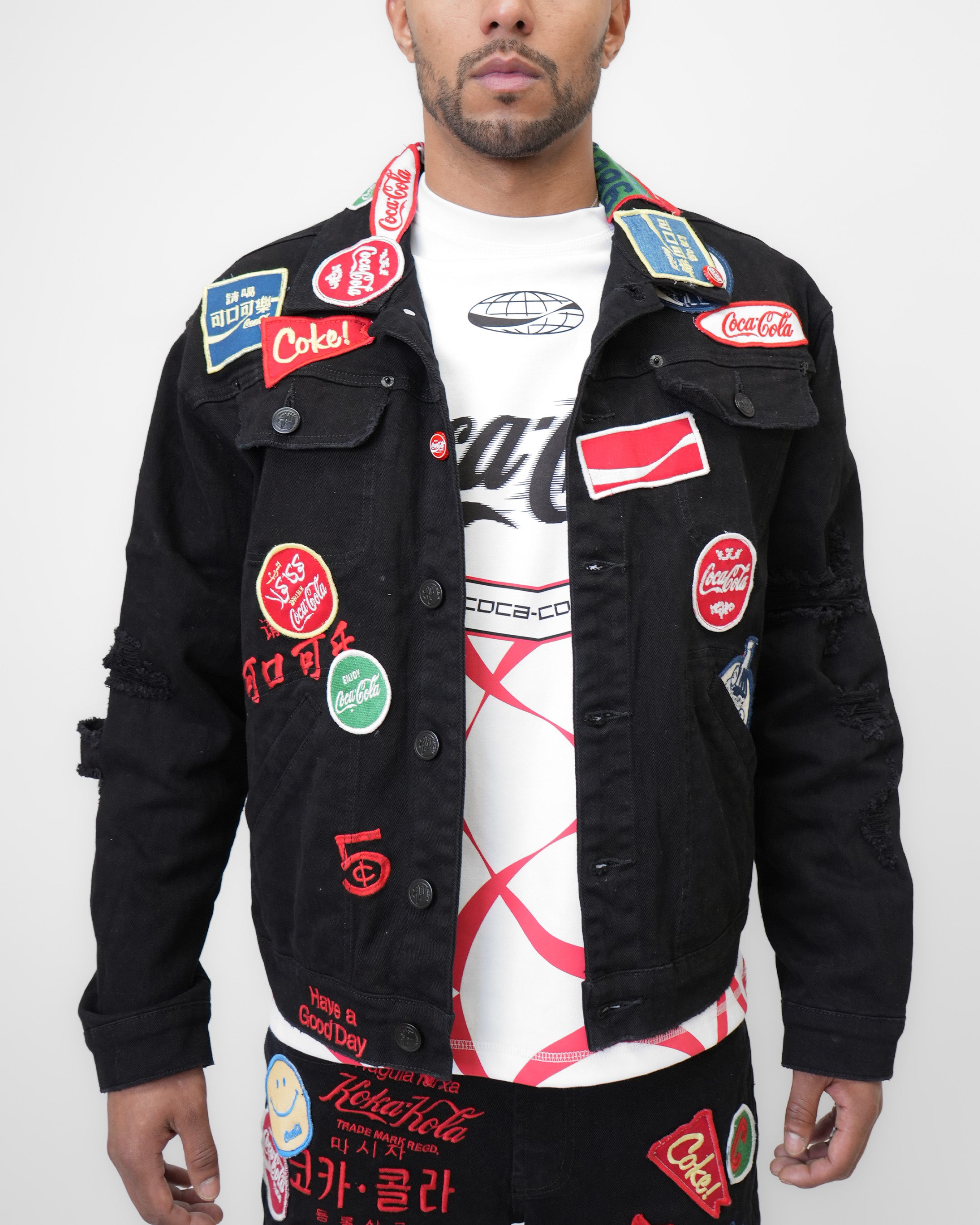 Coca-Cola Neon City Black Denim Jacket