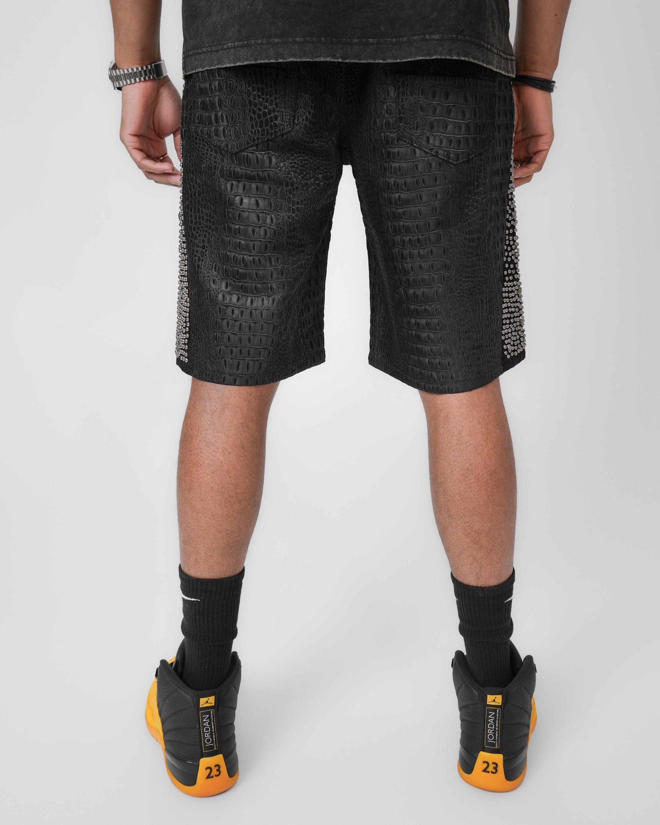 Blackscale Croc Black Denim Short