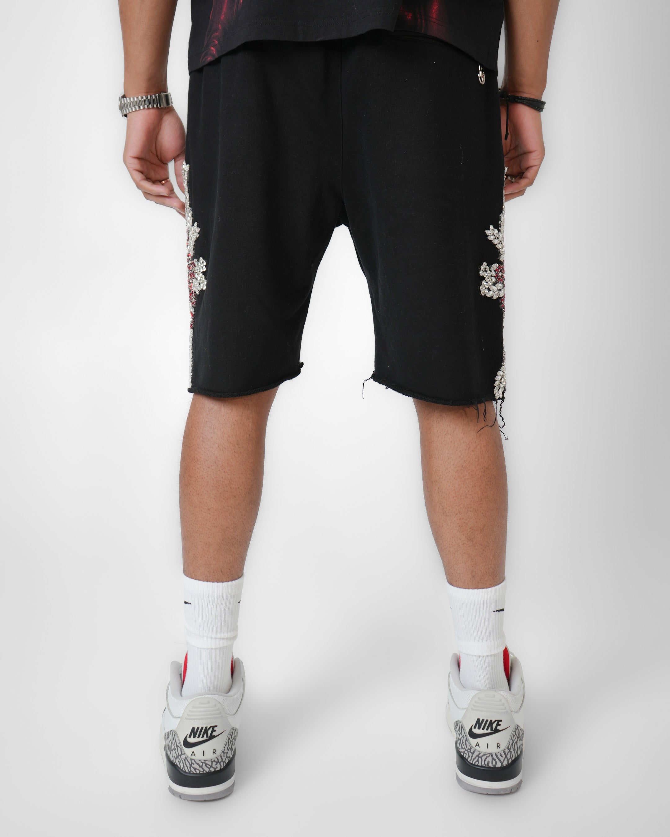 Bloodstone Baroque Crystal Black Denim Short