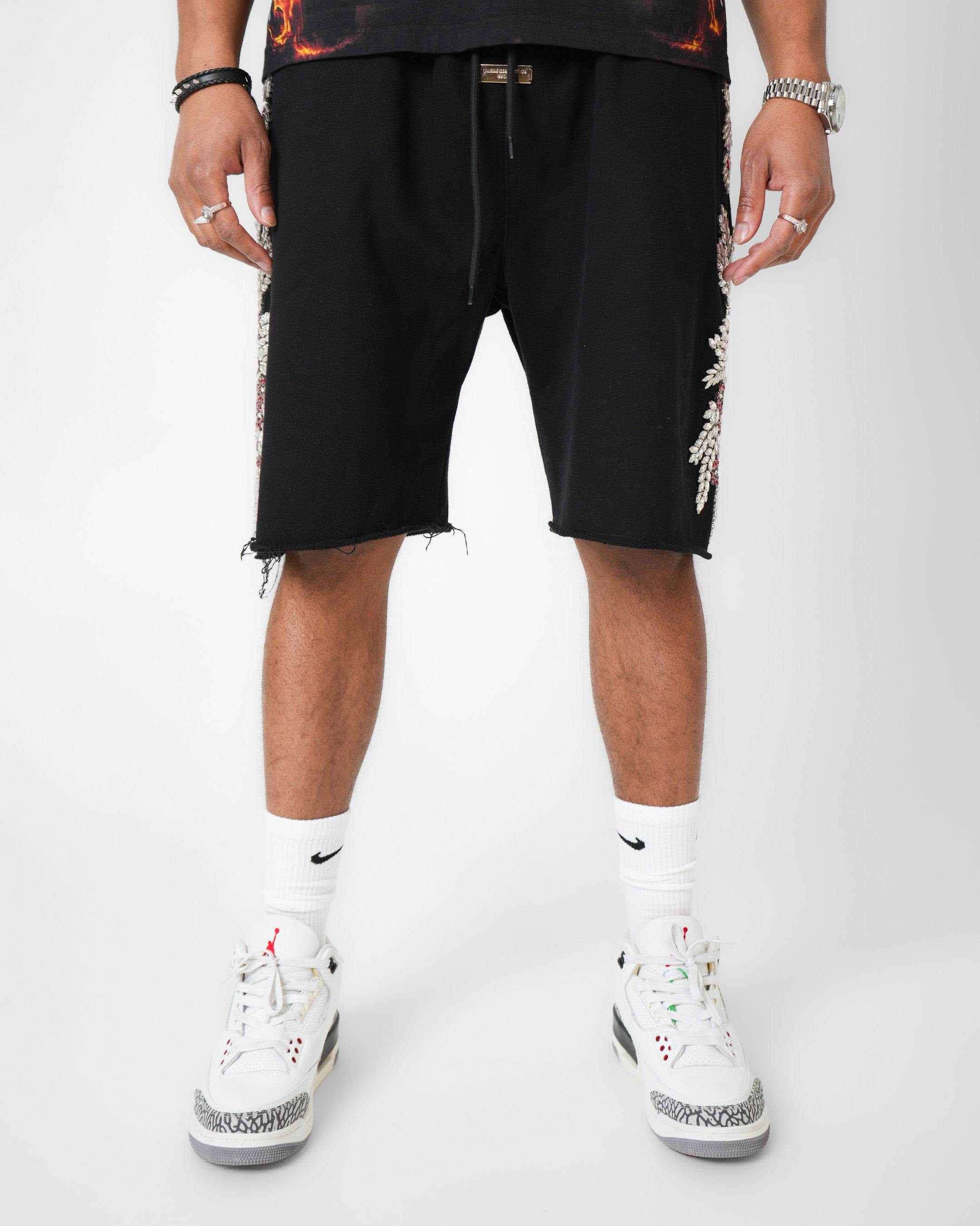 Bloodstone Baroque Crystal Black Denim Short