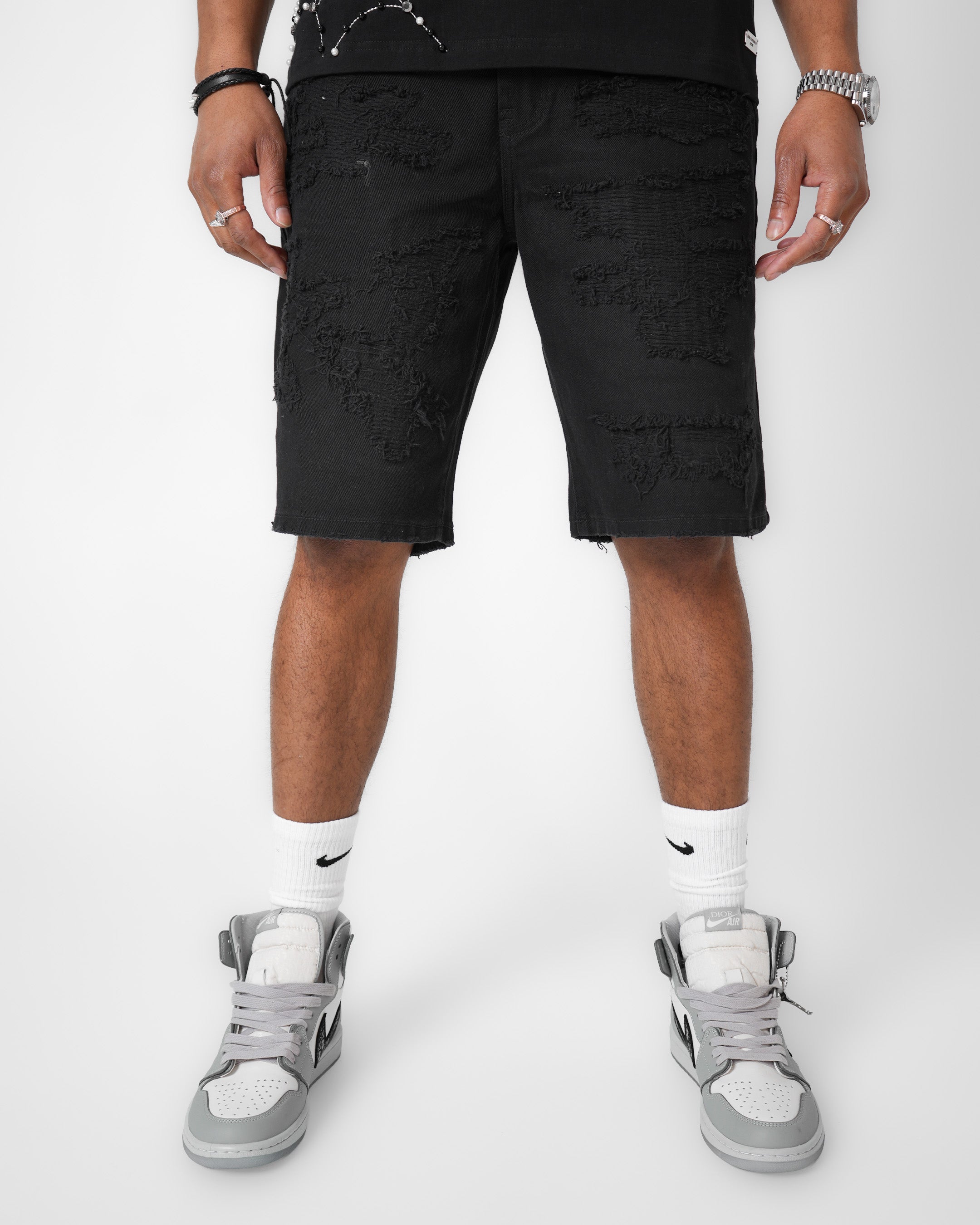 Breakline Black Denim Short