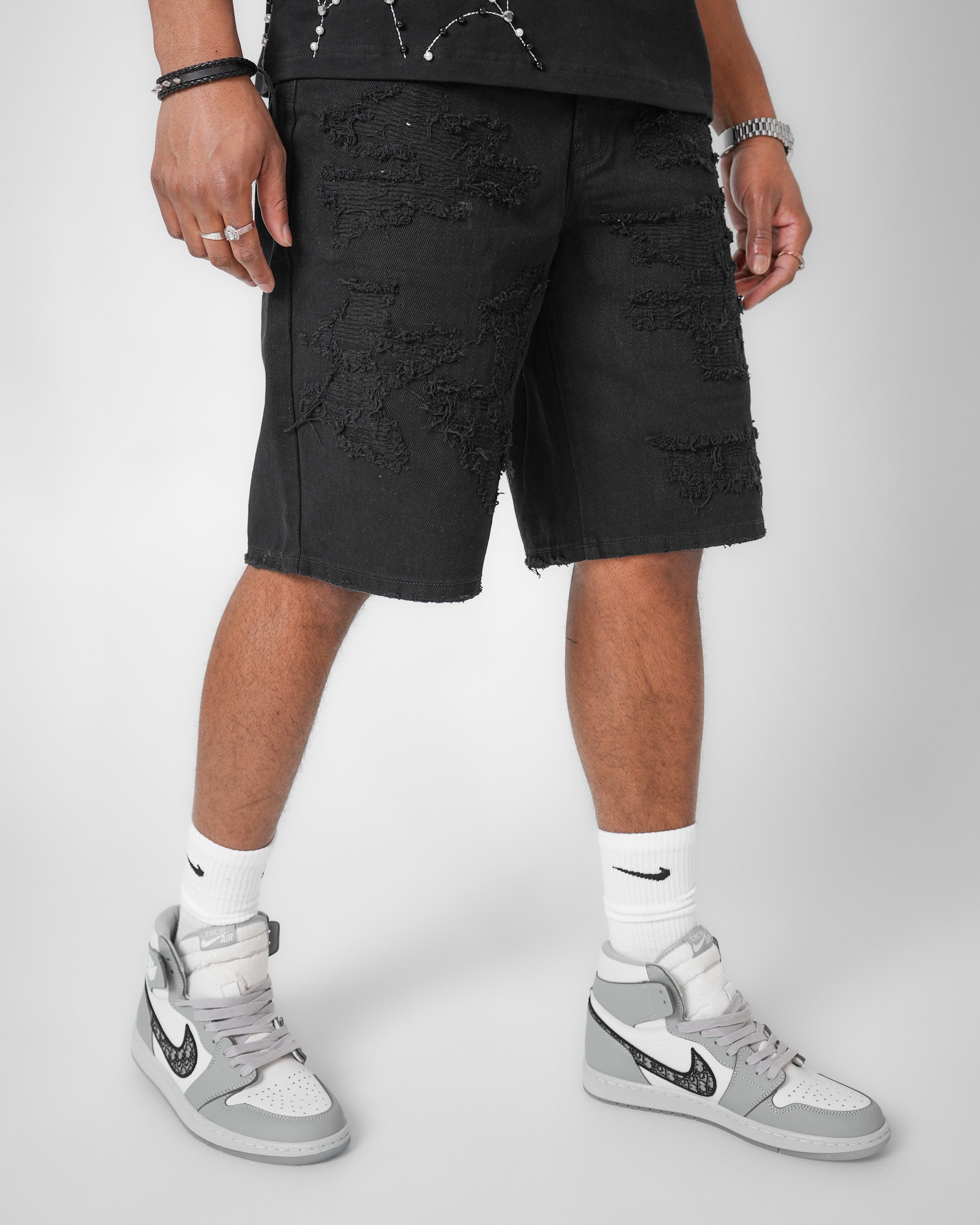 Breakline Black Denim Short