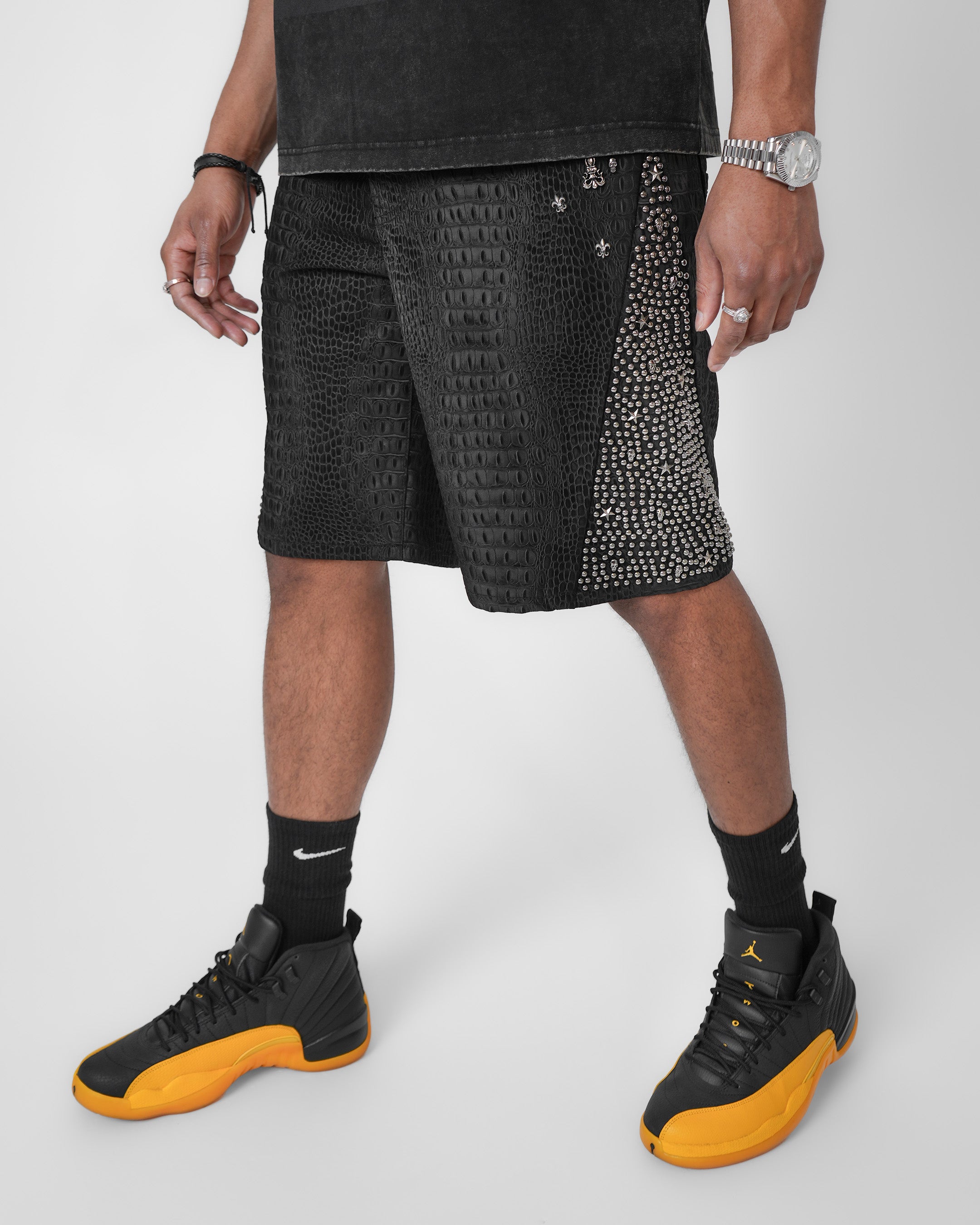 Blackscale Croc Black Denim Short
