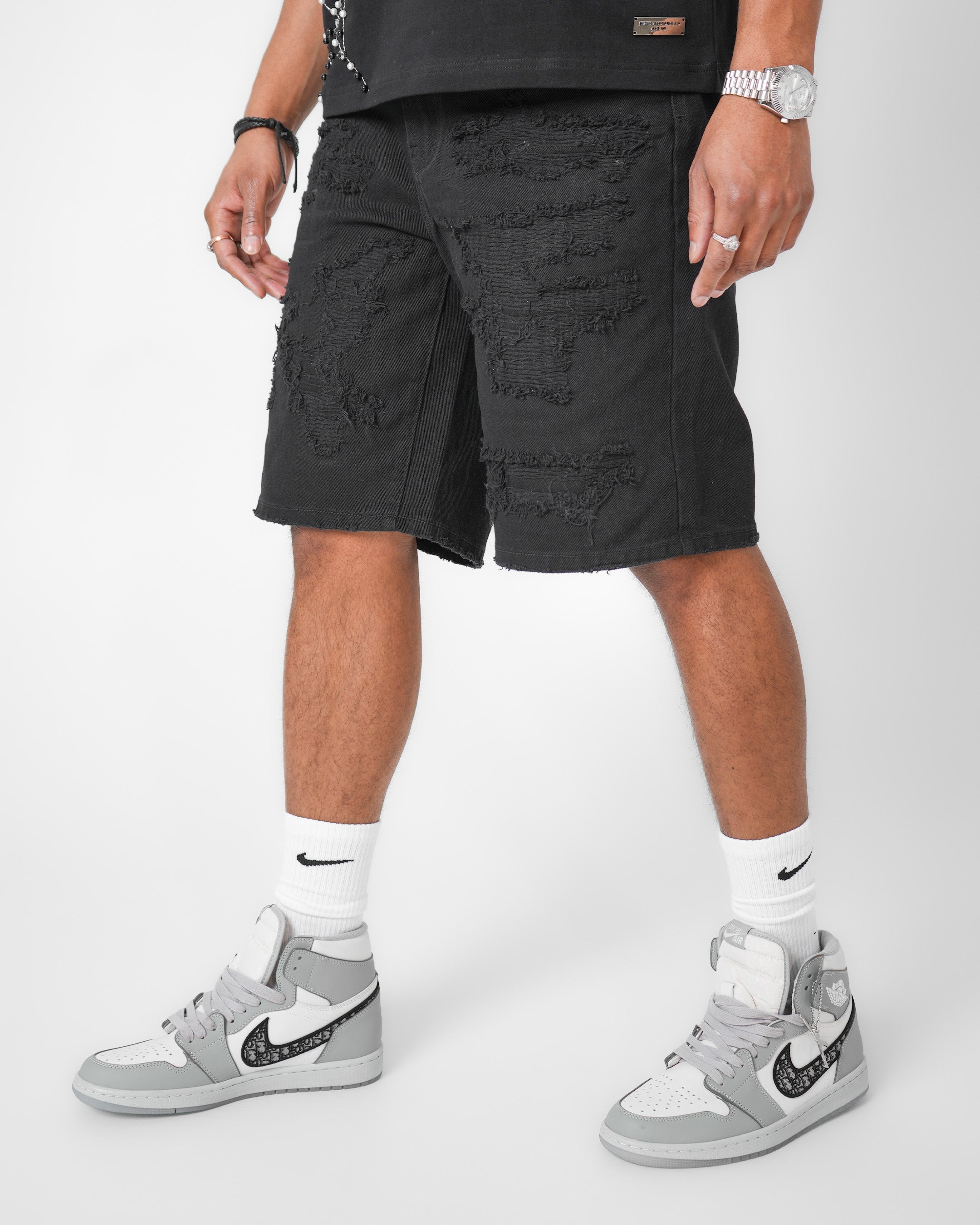 Breakline Black Denim Short