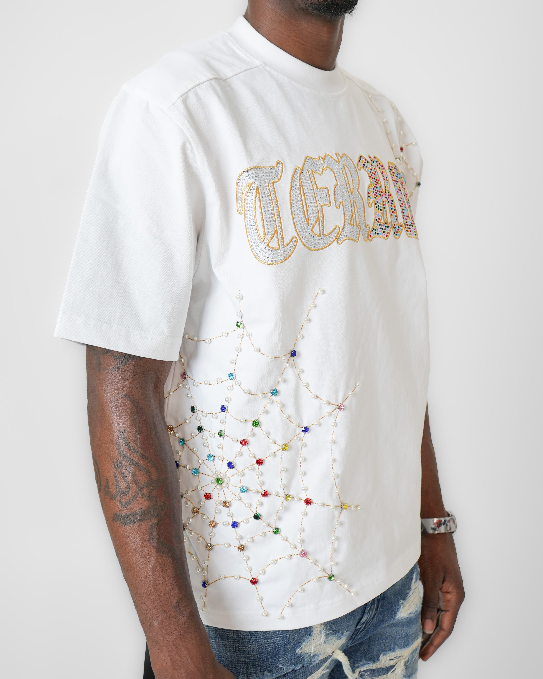 Terror Webbing White Crystal T-Shirt
