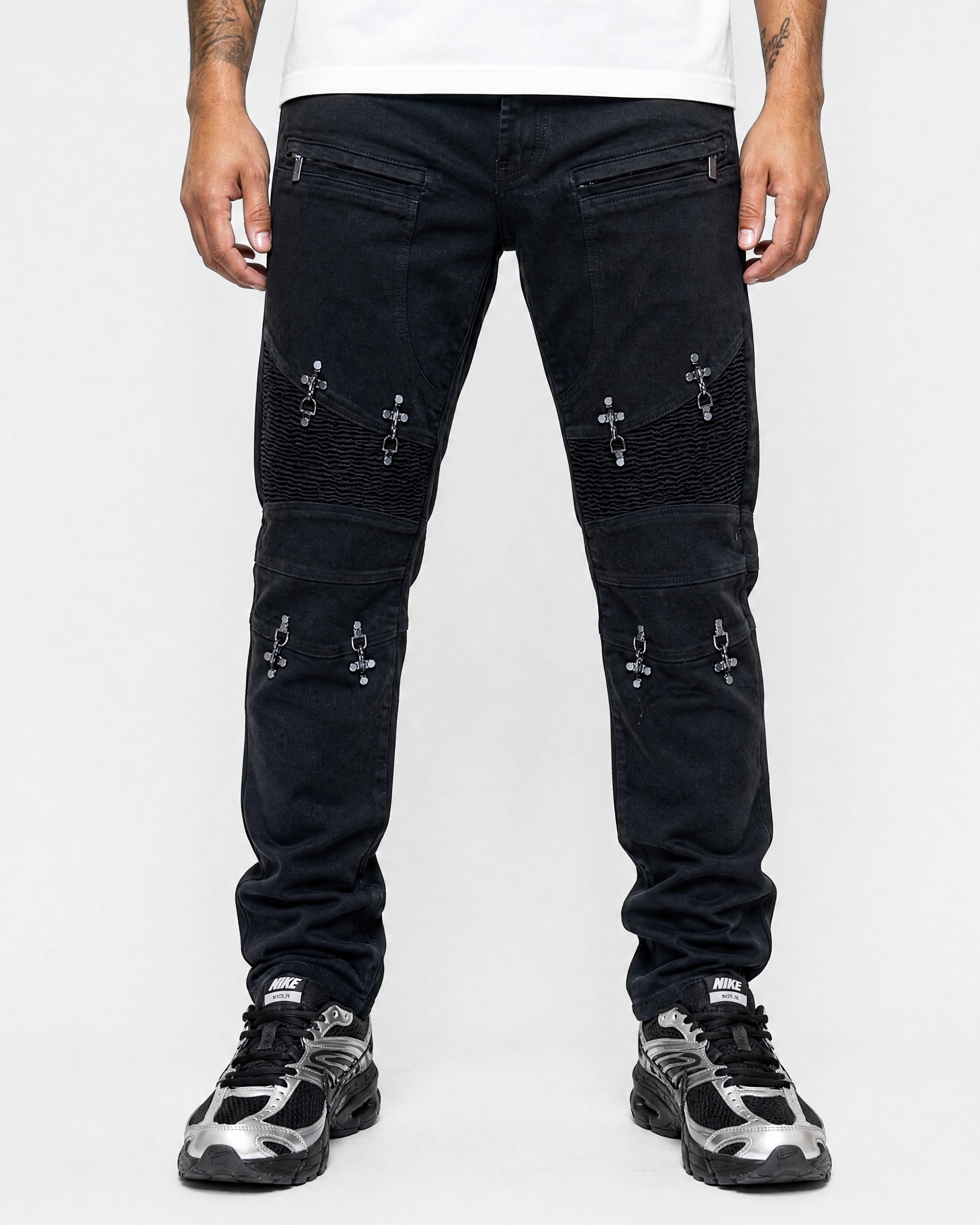 Crucifix Moto Black Denim