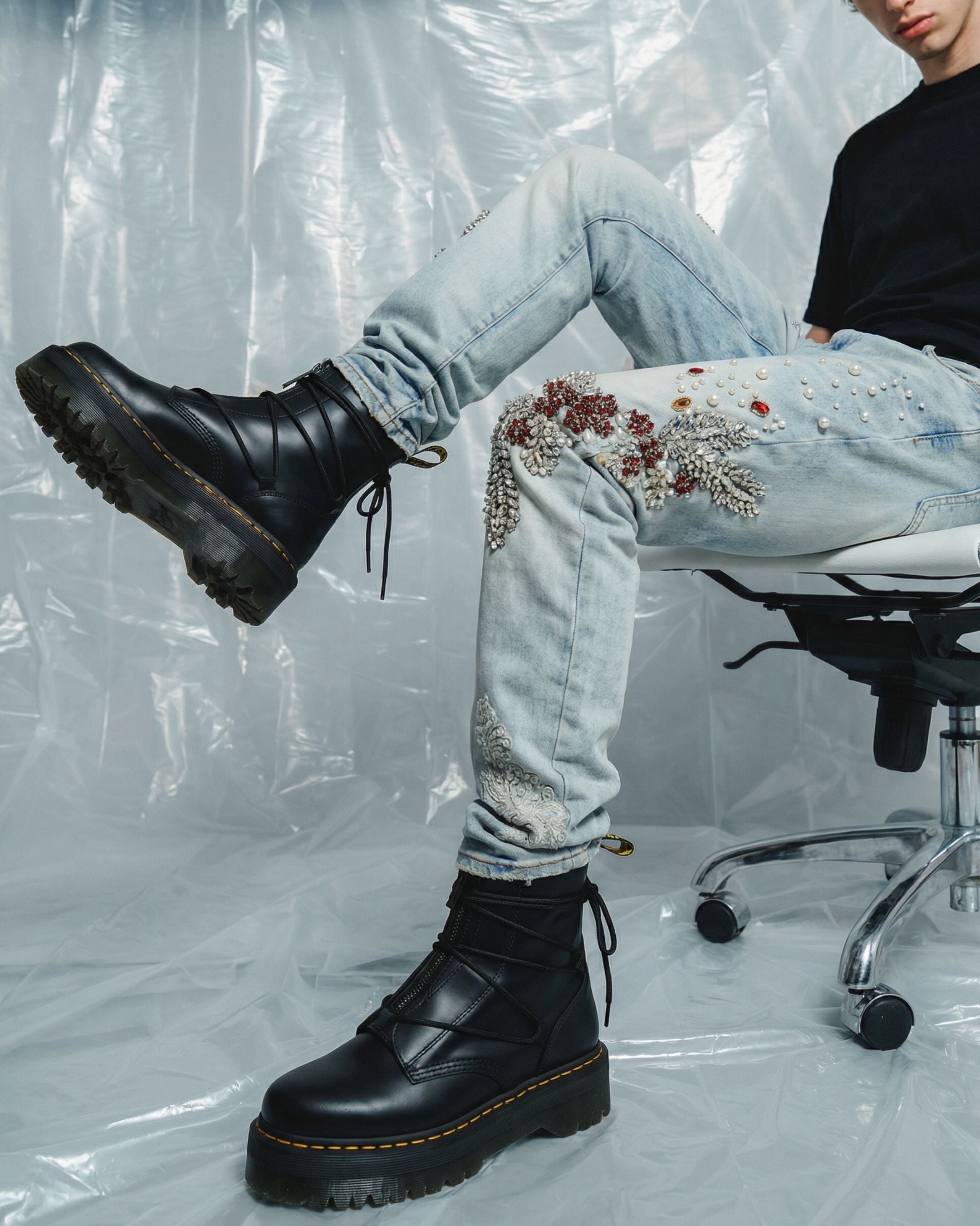 Bloodstone Baroque Crystal Light Indigo Denim Jean