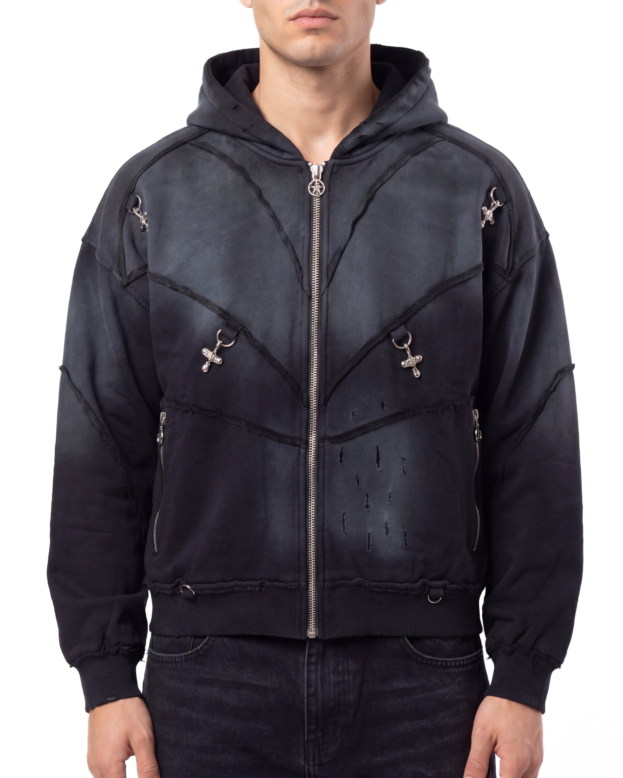 Shadow Crucifix Zip Hoodie