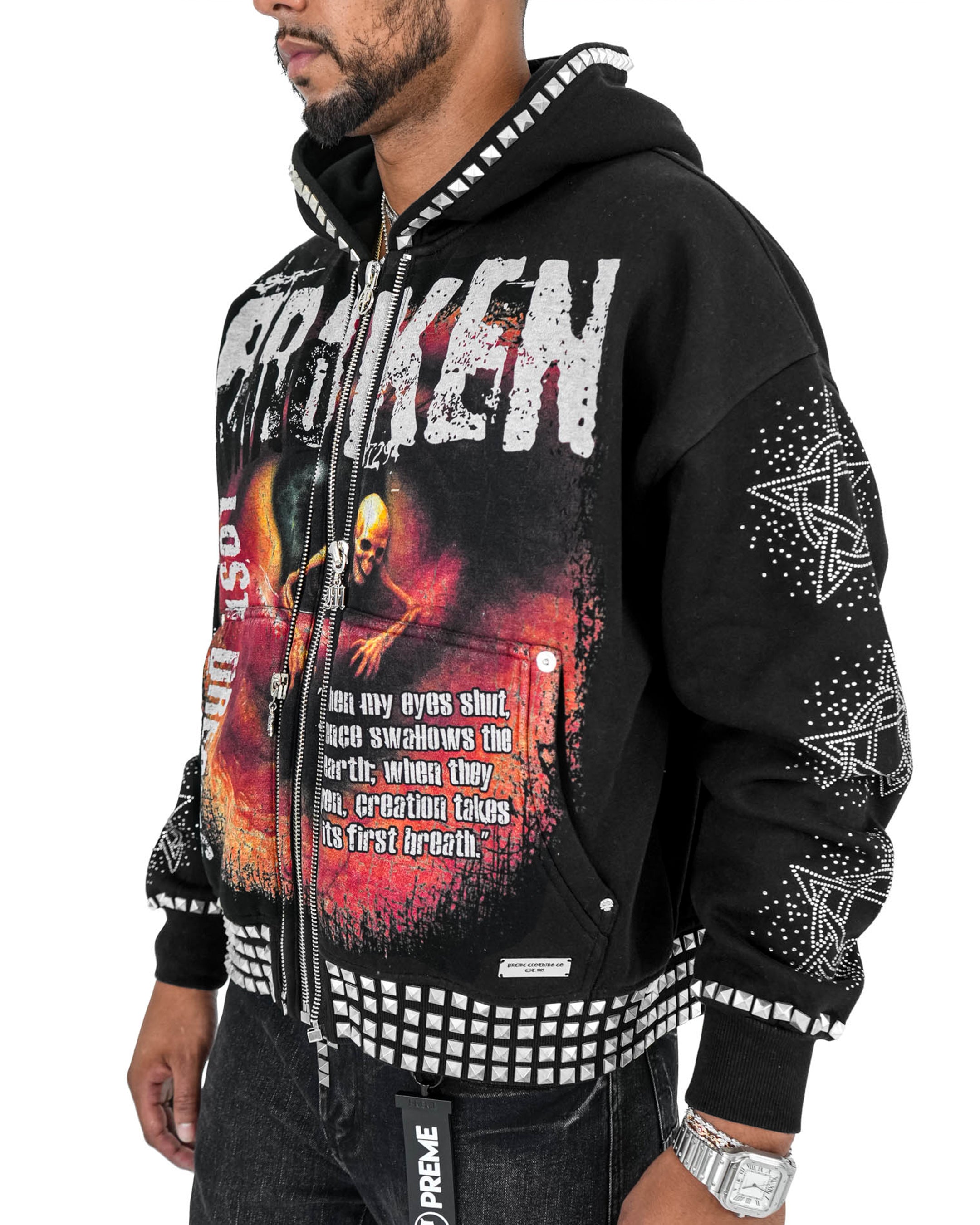 Broken Mind Black Zip Hoodie