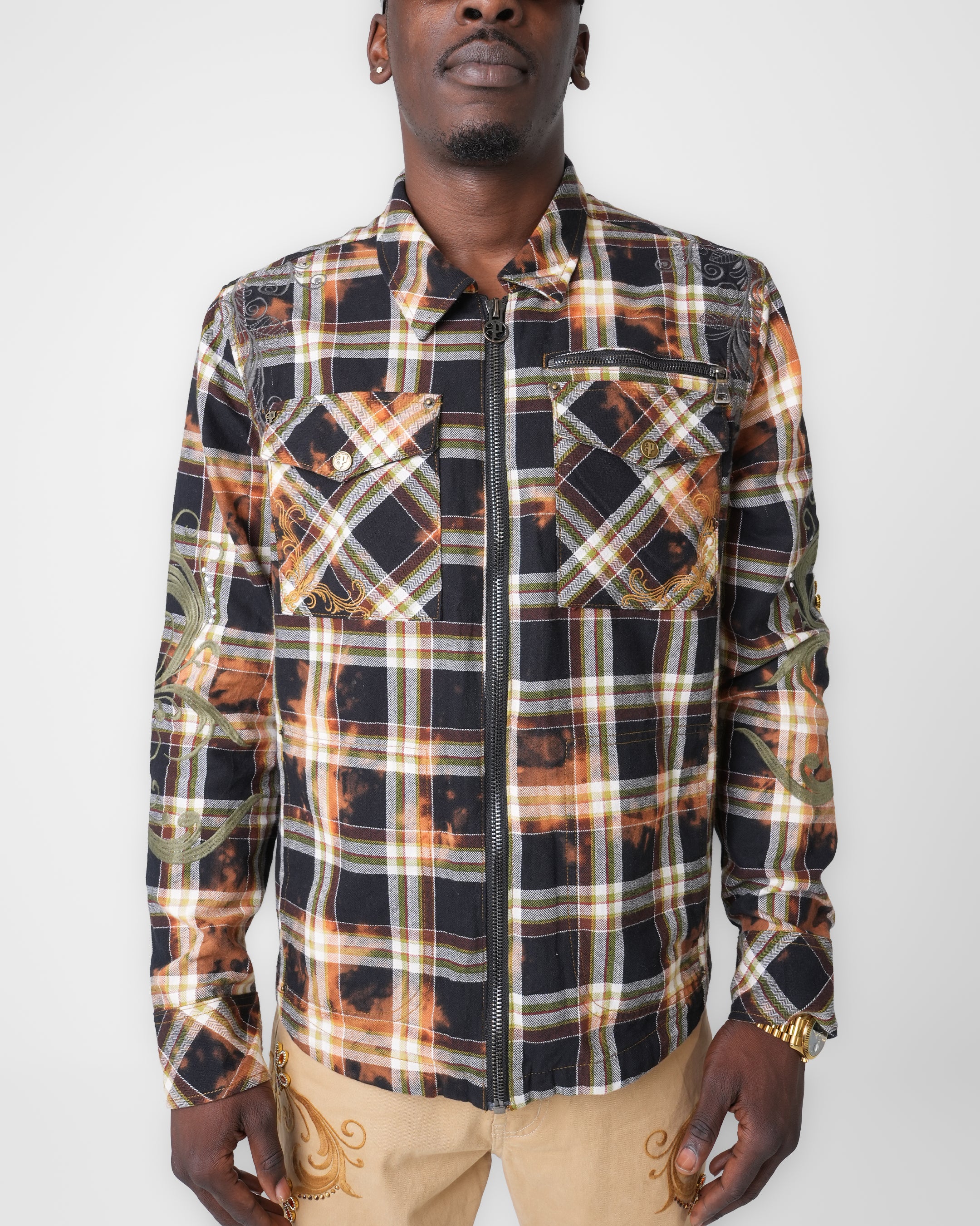 Burnt Scroll Zip Shirt