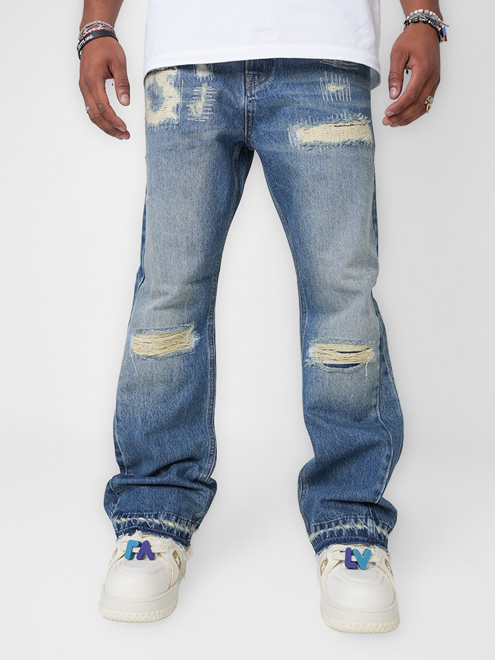 Tidal Steel Distressed Indigo Denim