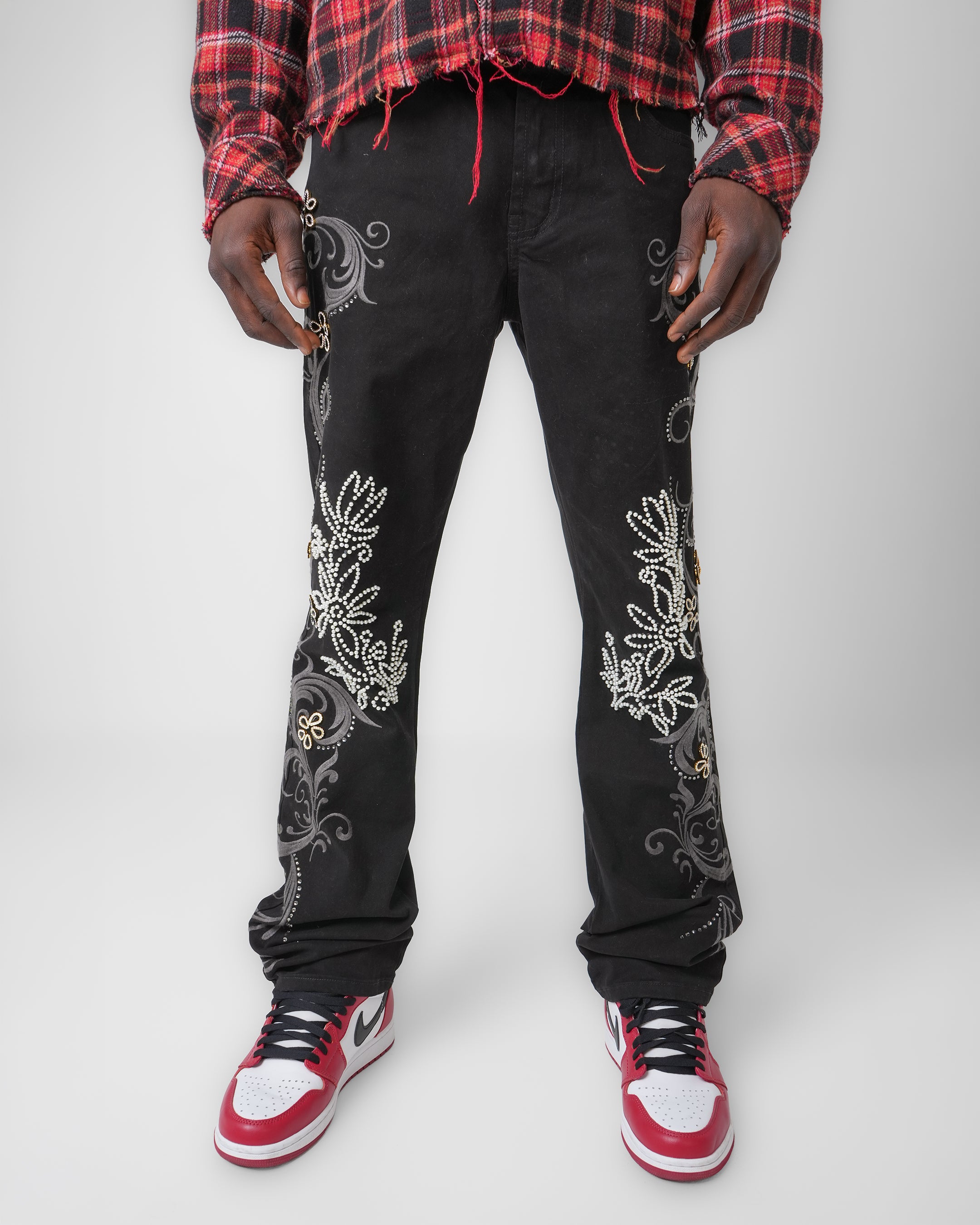 Silver Bloom Black Denim