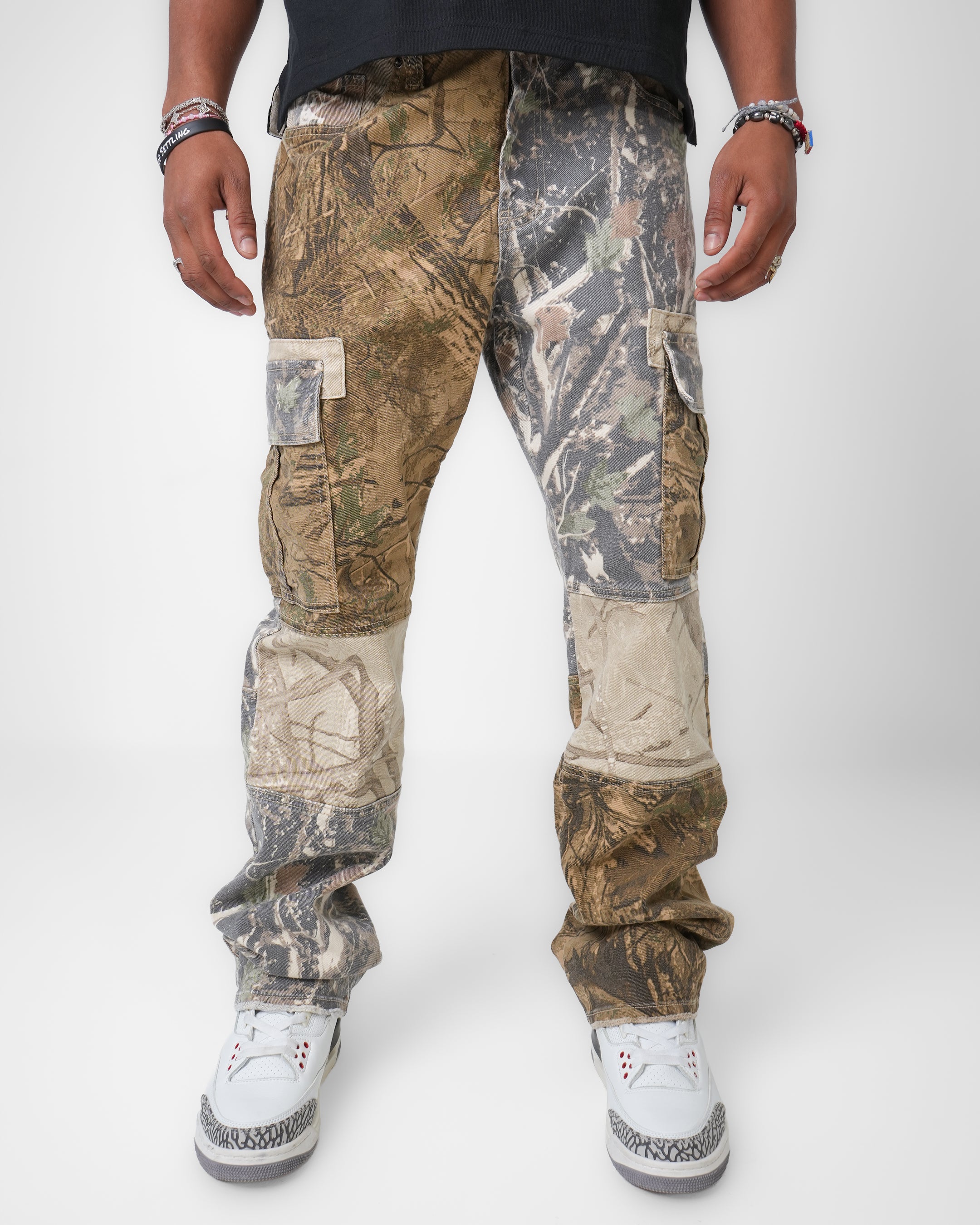 Tactical Mosaic Multi-Camo Cargo Denim