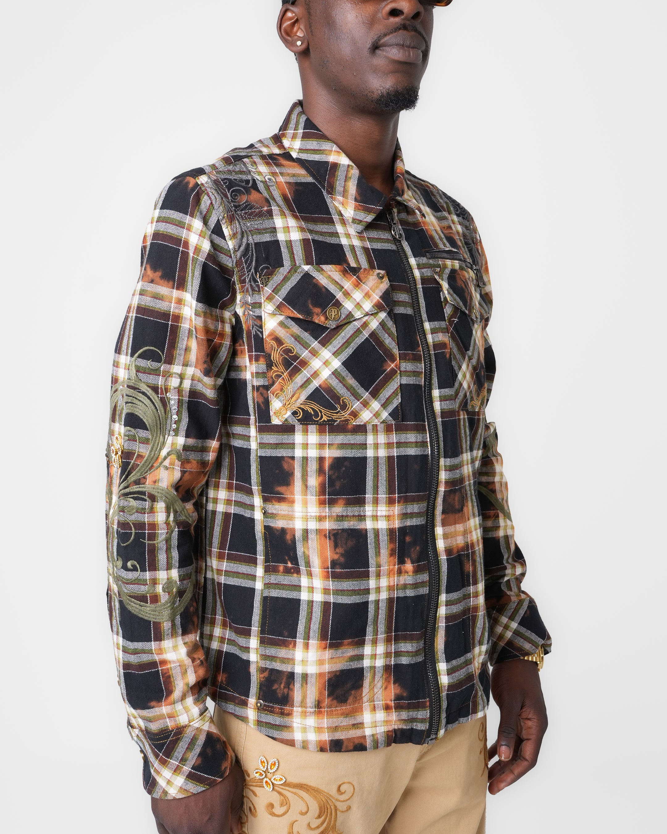 Burnt Scroll Zip Shirt
