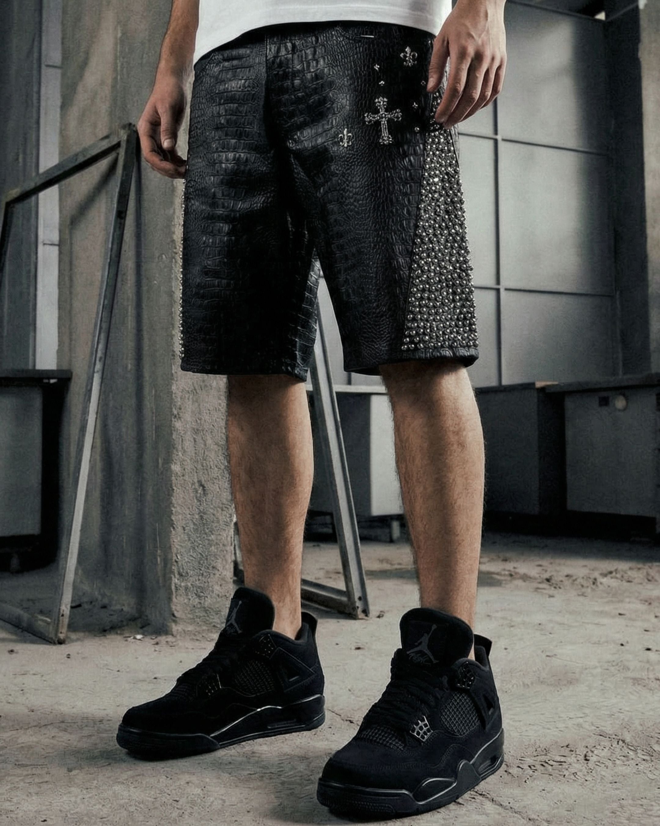 Blackscale Croc Black Denim Short