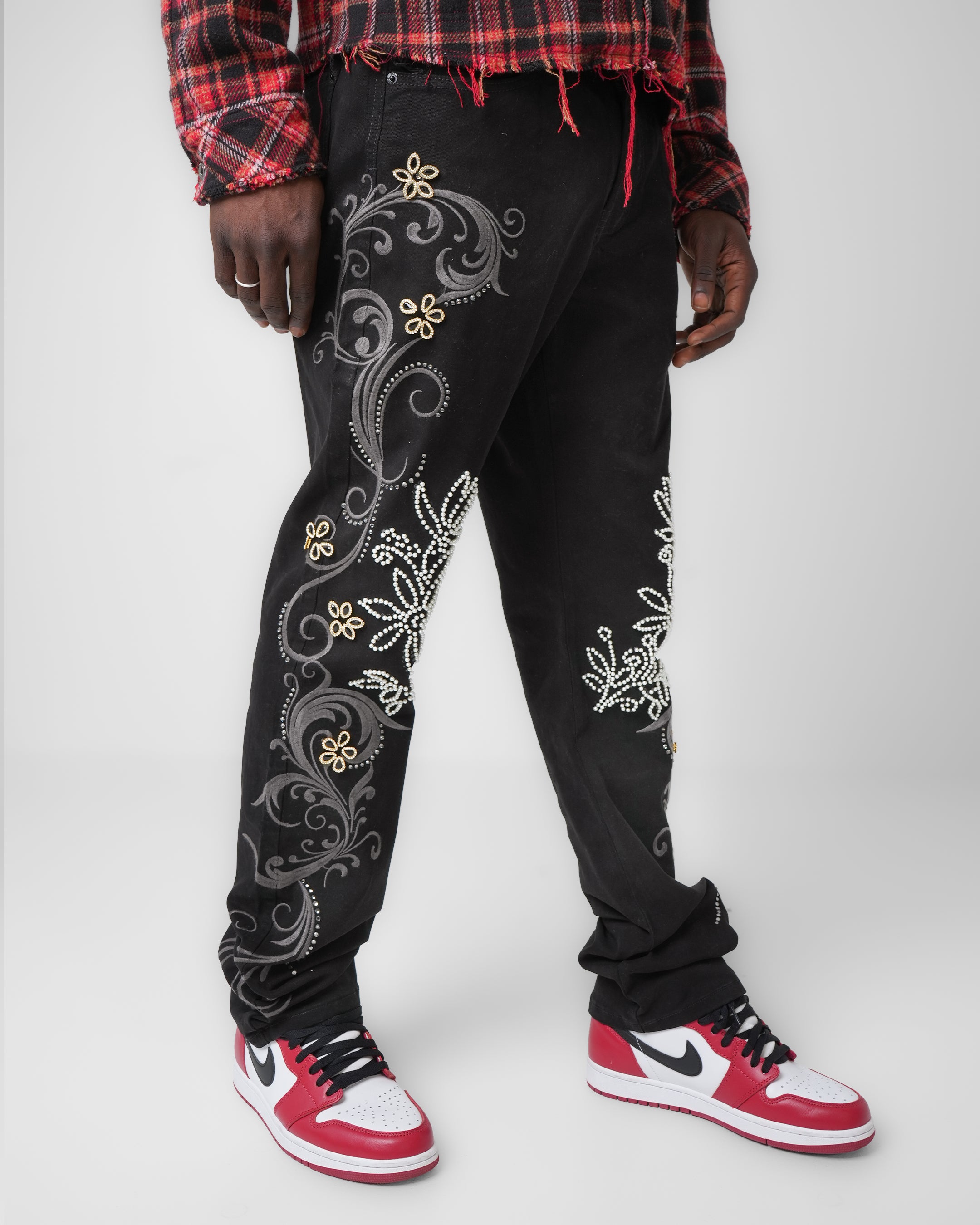 Silver Bloom Black Denim