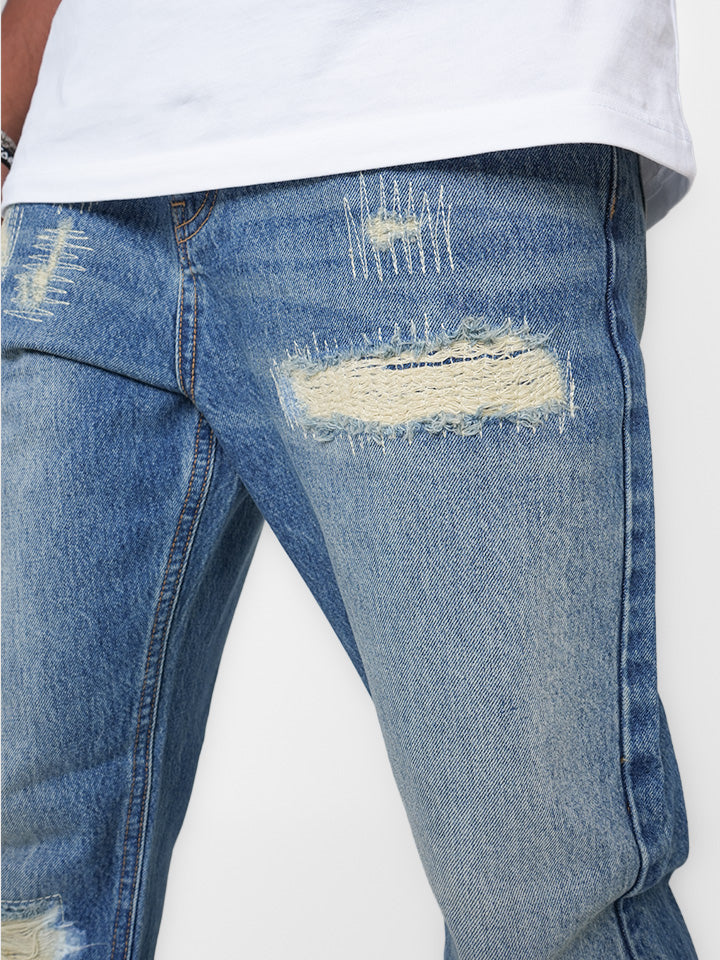 Tidal Steel Distressed Indigo Denim