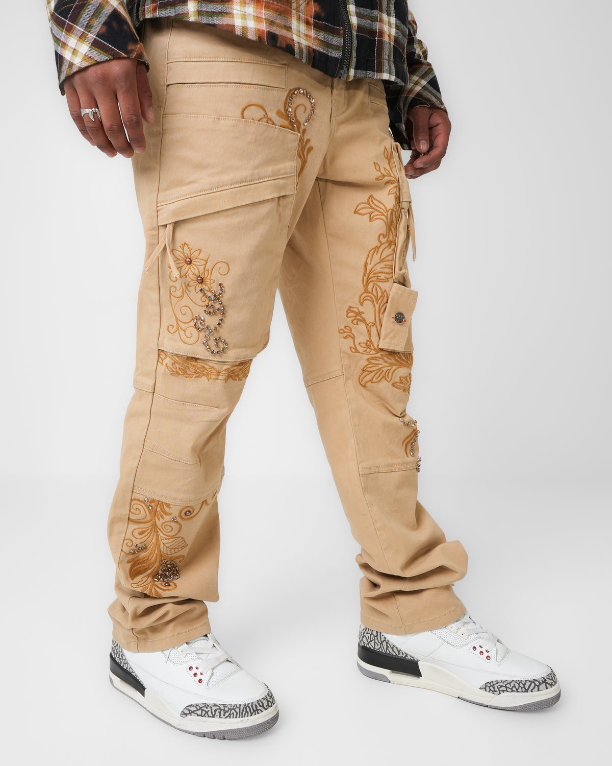 Gilded Garden Tan Cargo Denim