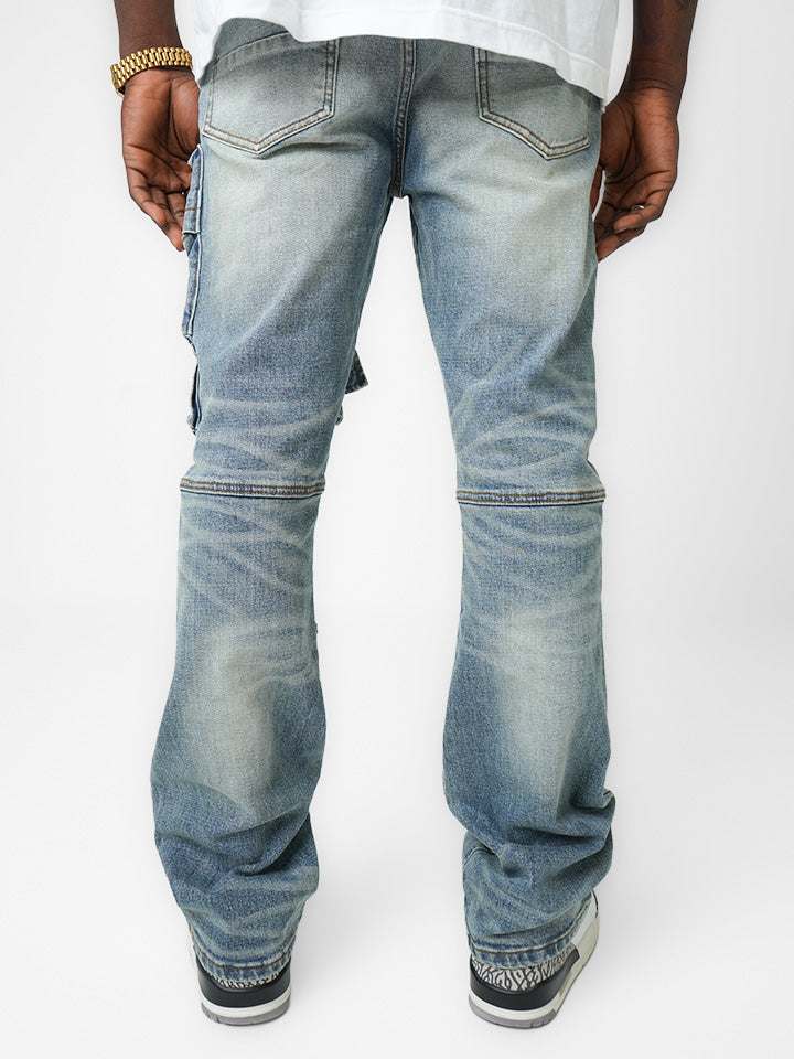 Hardpoint Light Indigo Cargo Denim