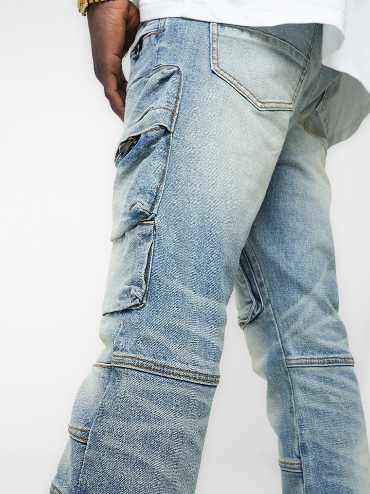 Hardpoint Light Indigo Cargo Denim