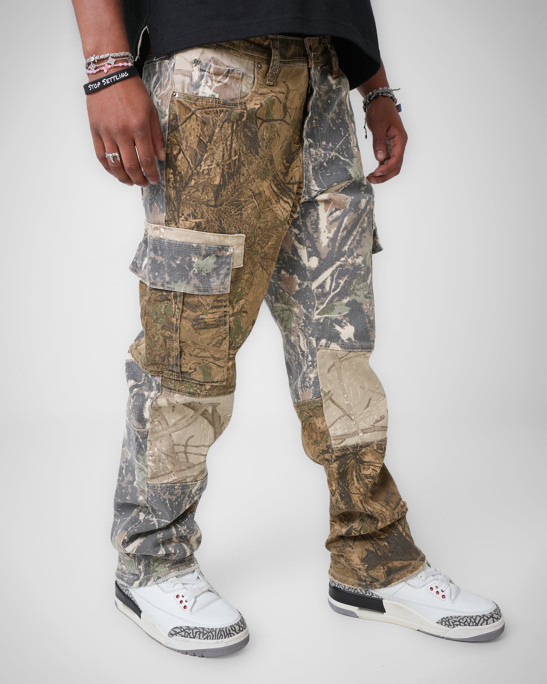 Tactical Mosaic Multi-Camo Cargo Denim