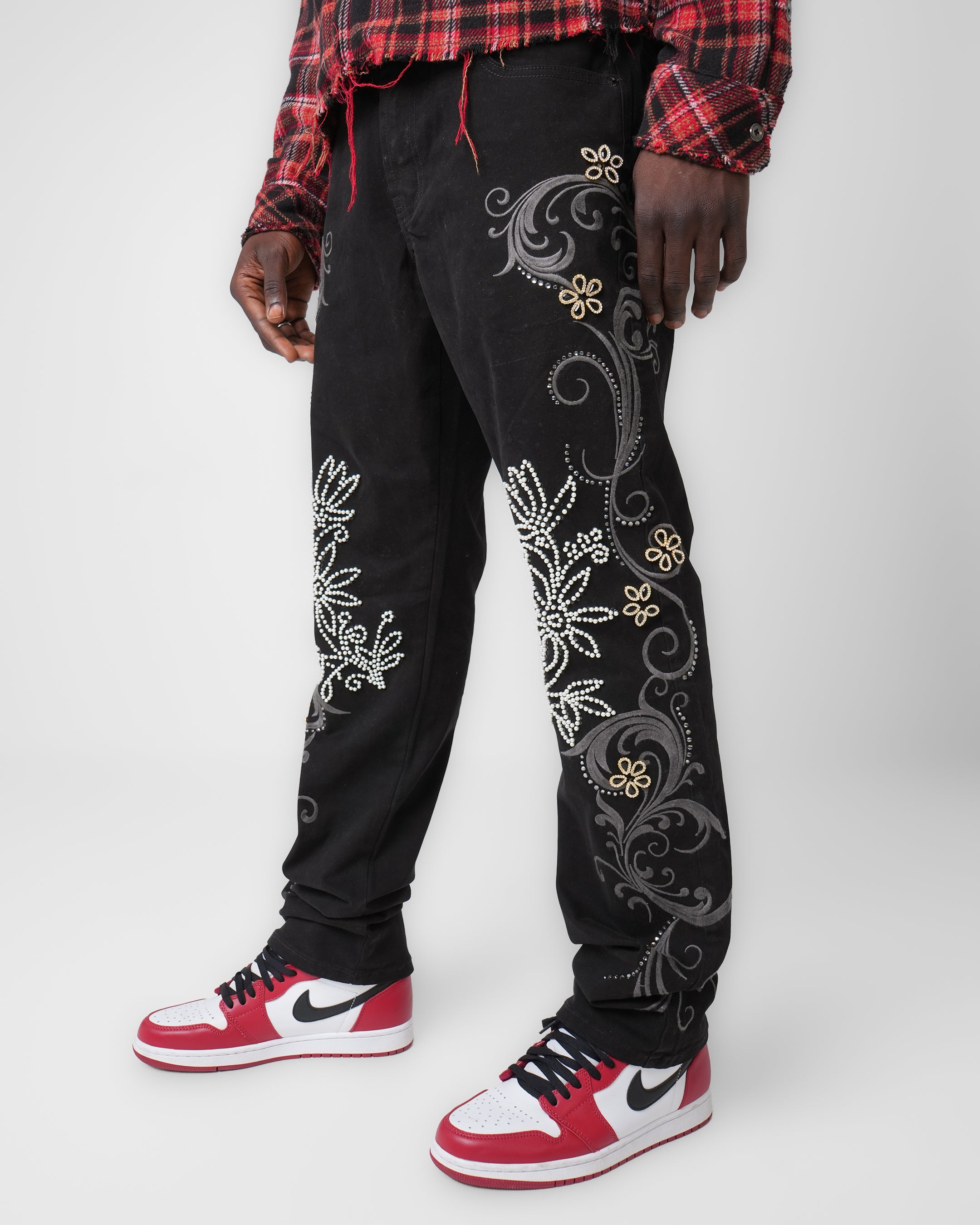 Silver Bloom Black Denim