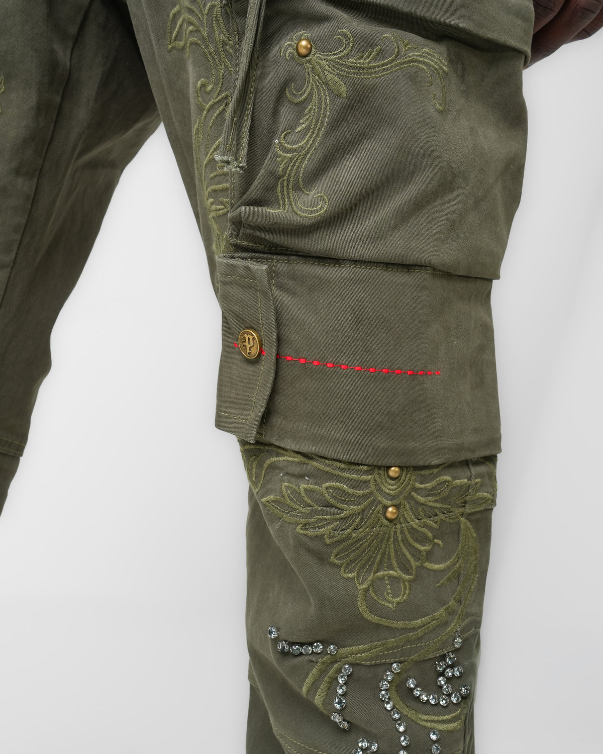 Gilded Garden Olive Cargo Denim