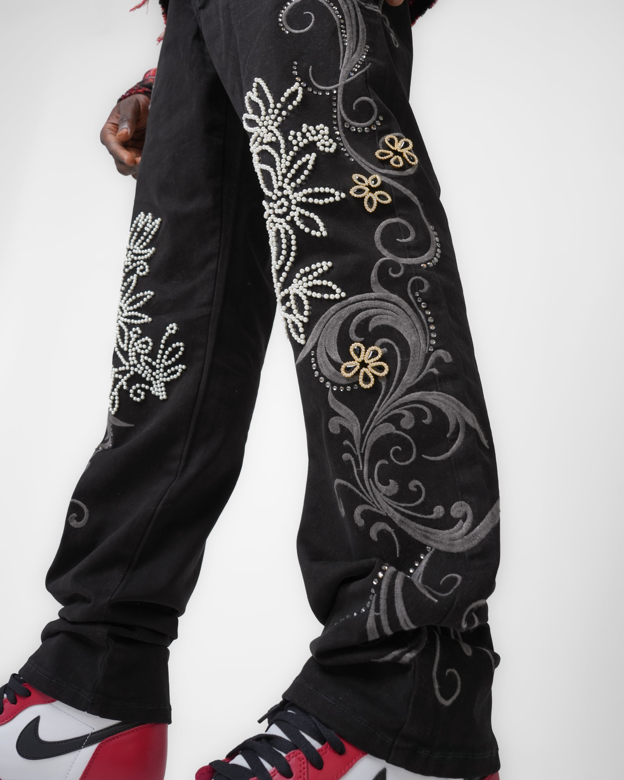Silver Bloom Black Denim
