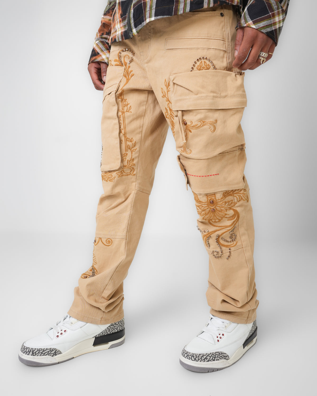 Gilded Garden Tan Cargo Denim
