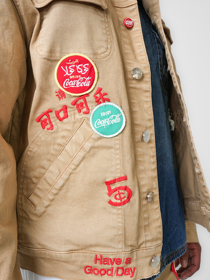 Coca-Cola Neon City Tan Denim Jacket