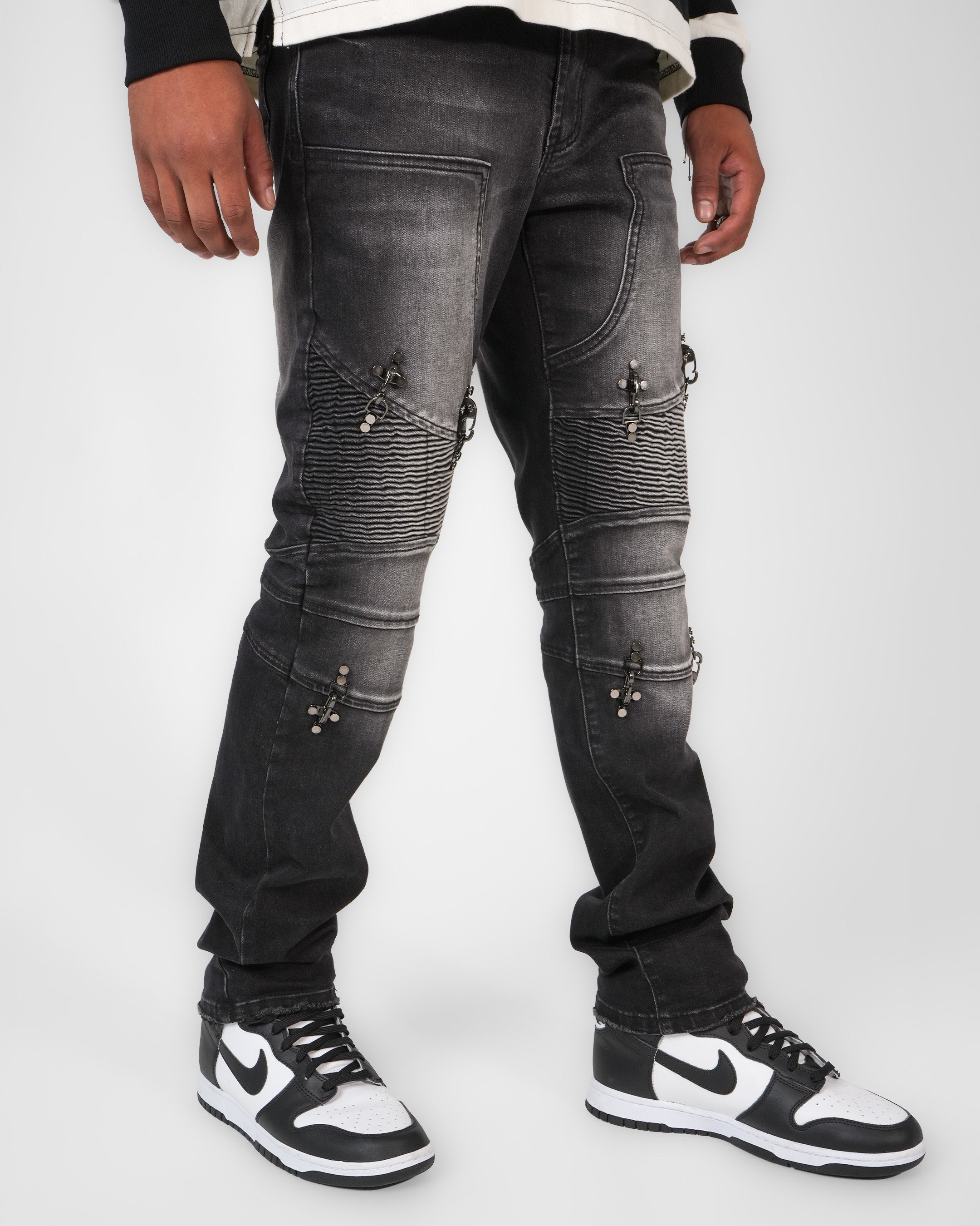 Crucifix Moto Wash Charcoal Denim
