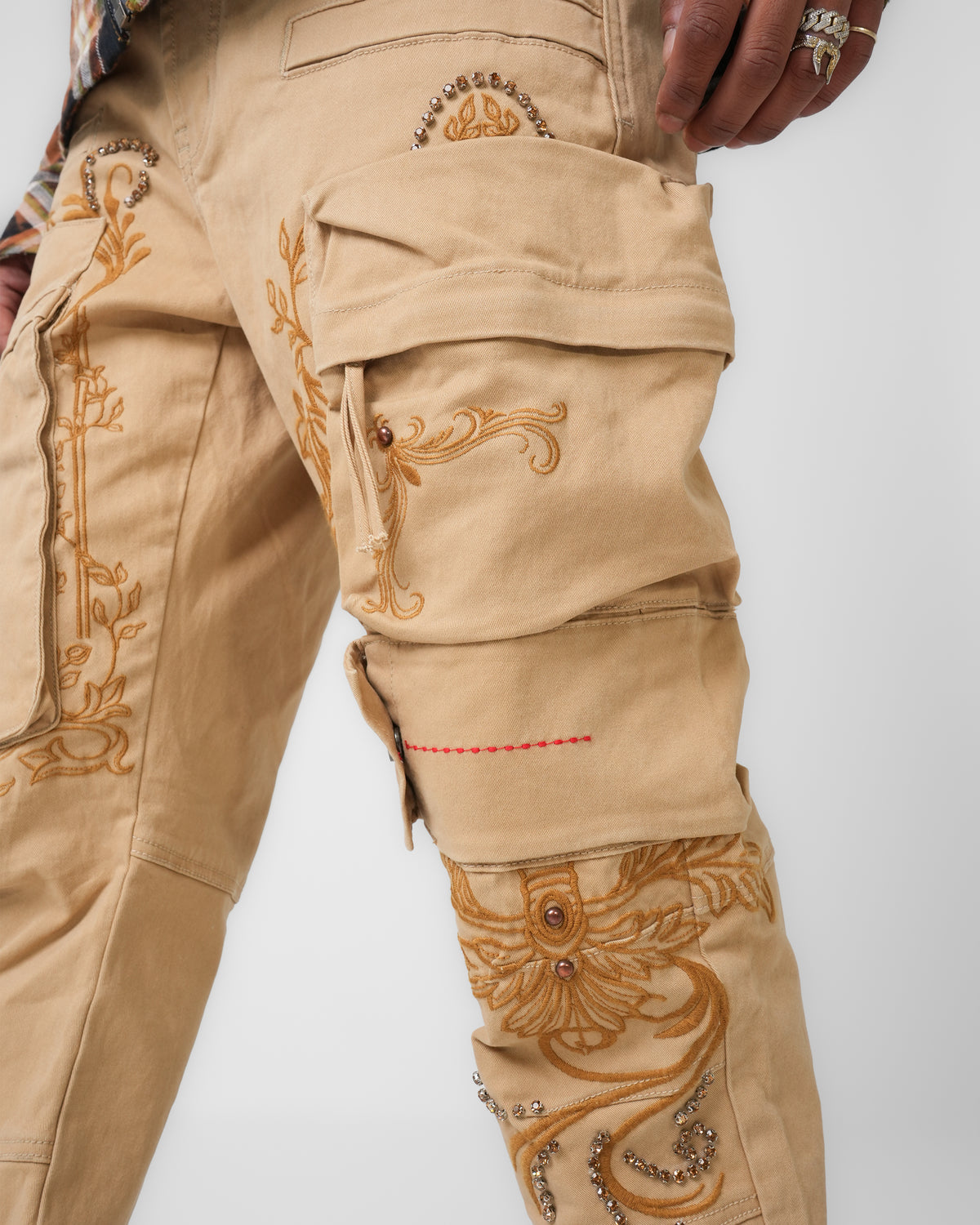 Gilded Garden Tan Cargo Denim