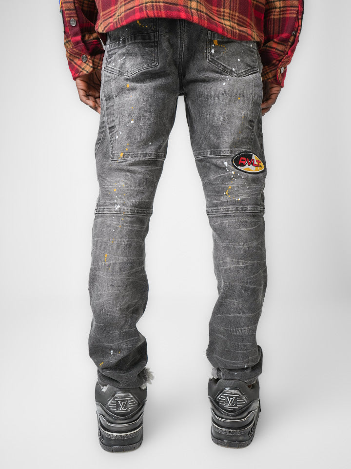 Revolt Worldwide Washed Gray Cargo Denim