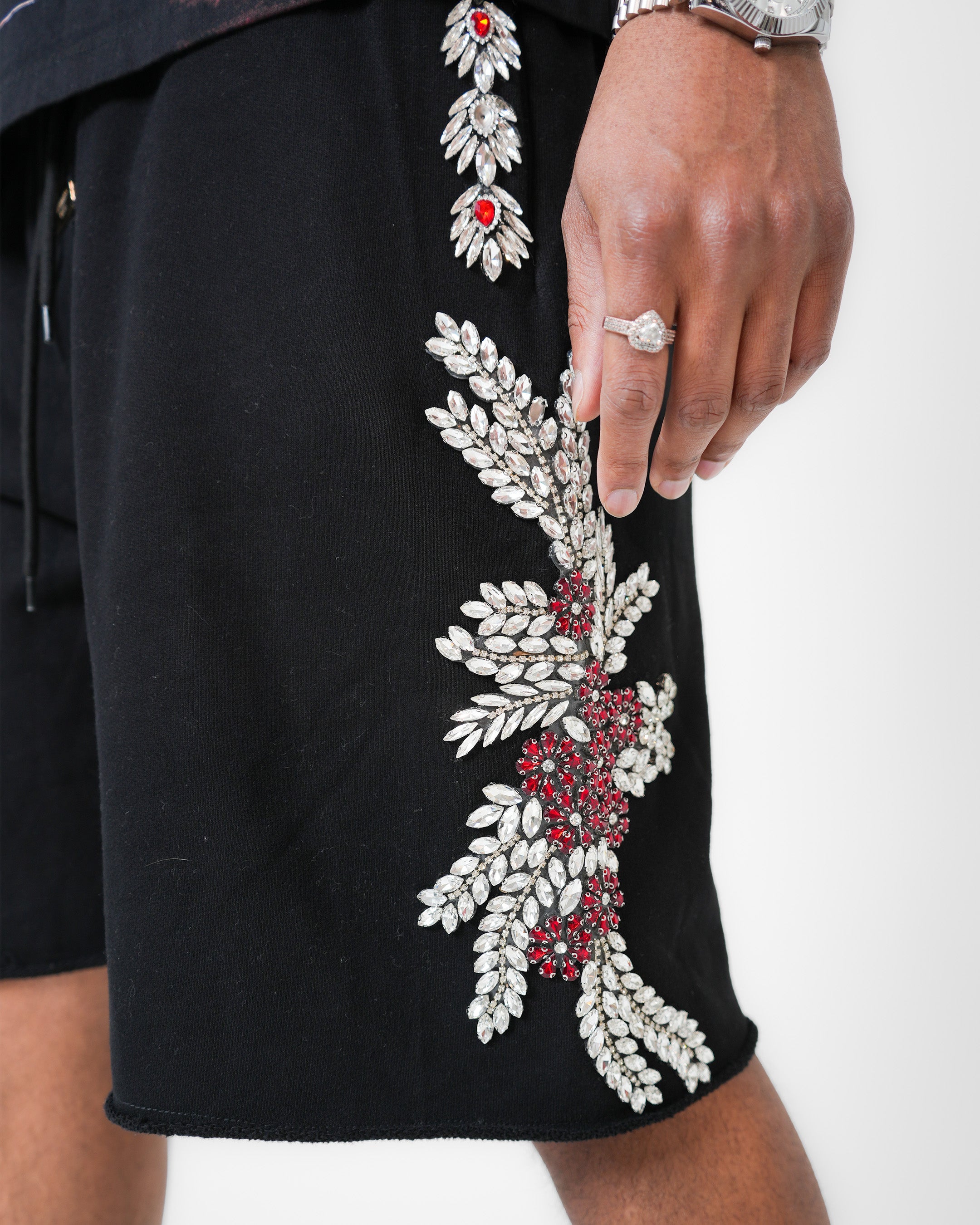 Bloodstone Baroque Crystal Black Denim Short
