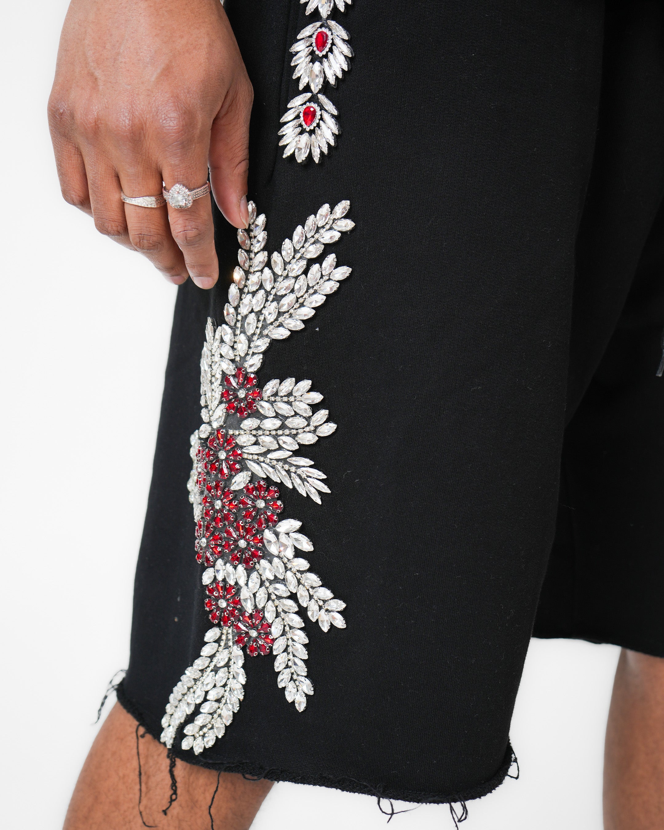 Bloodstone Baroque Crystal Black Denim Short