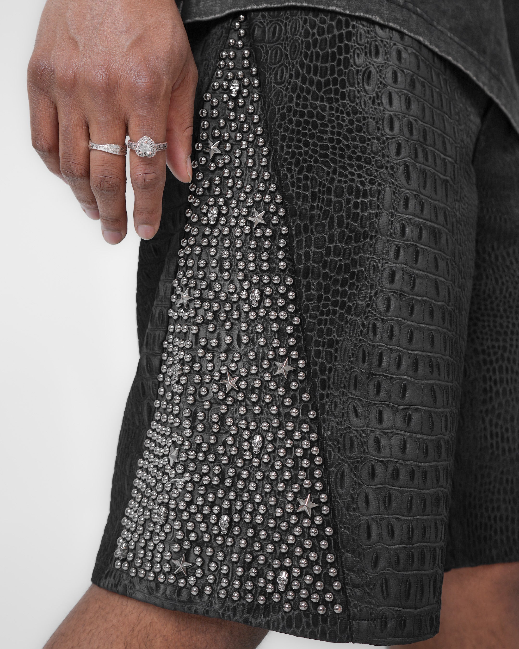 Blackscale Croc Black Denim Short