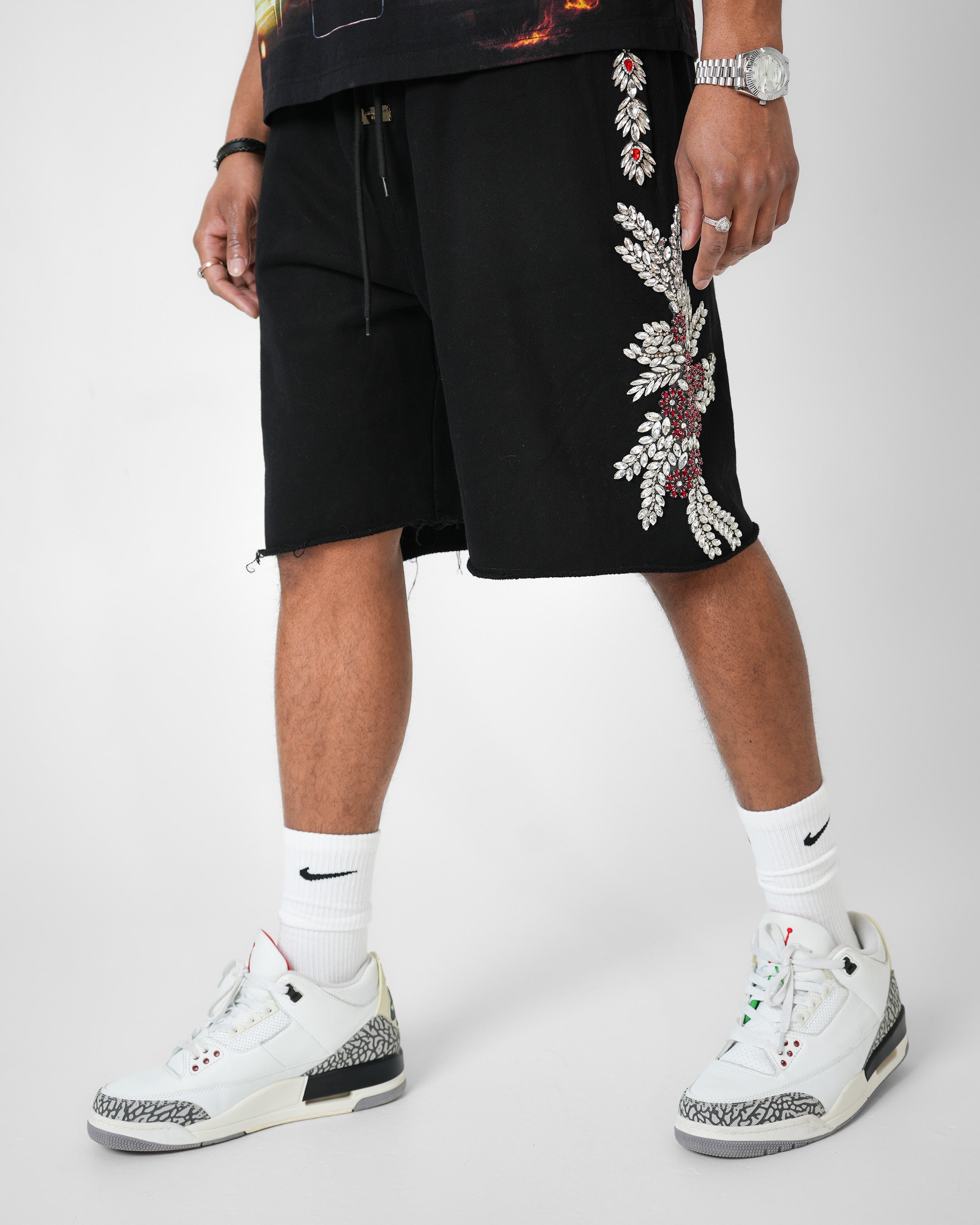 Bloodstone Baroque Crystal Black Denim Short