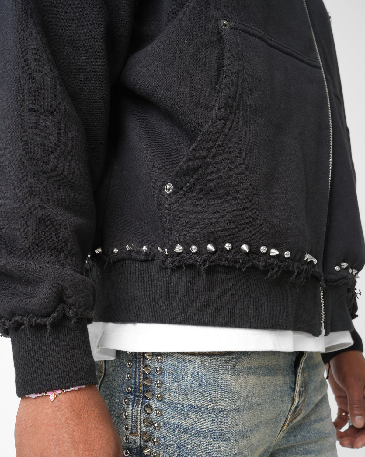 Gothic Cross Chrome Zip Hoodie